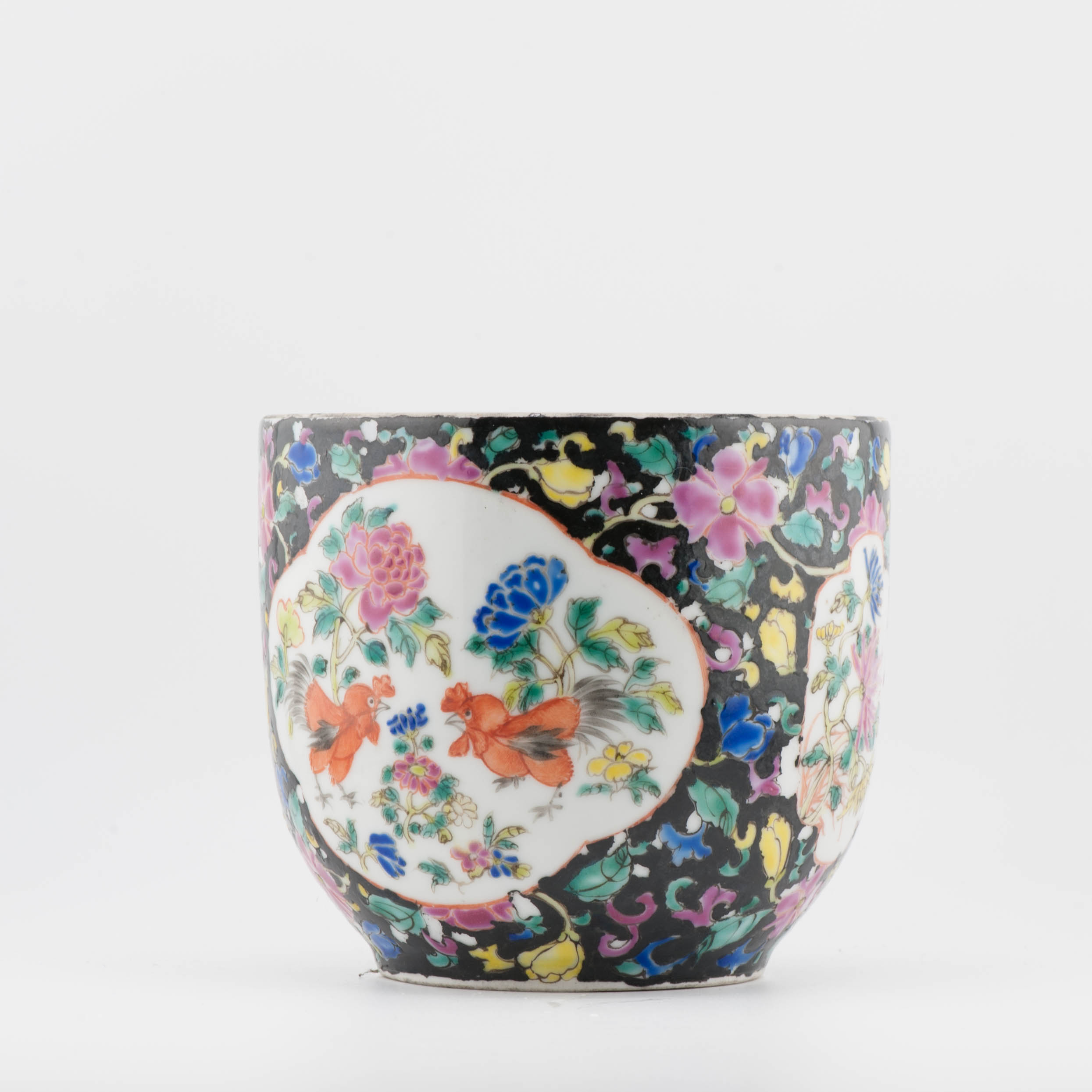 Antique 18/19C Chinese Porcelain Thai Bencharong Jar With Flowers Black - Image 3