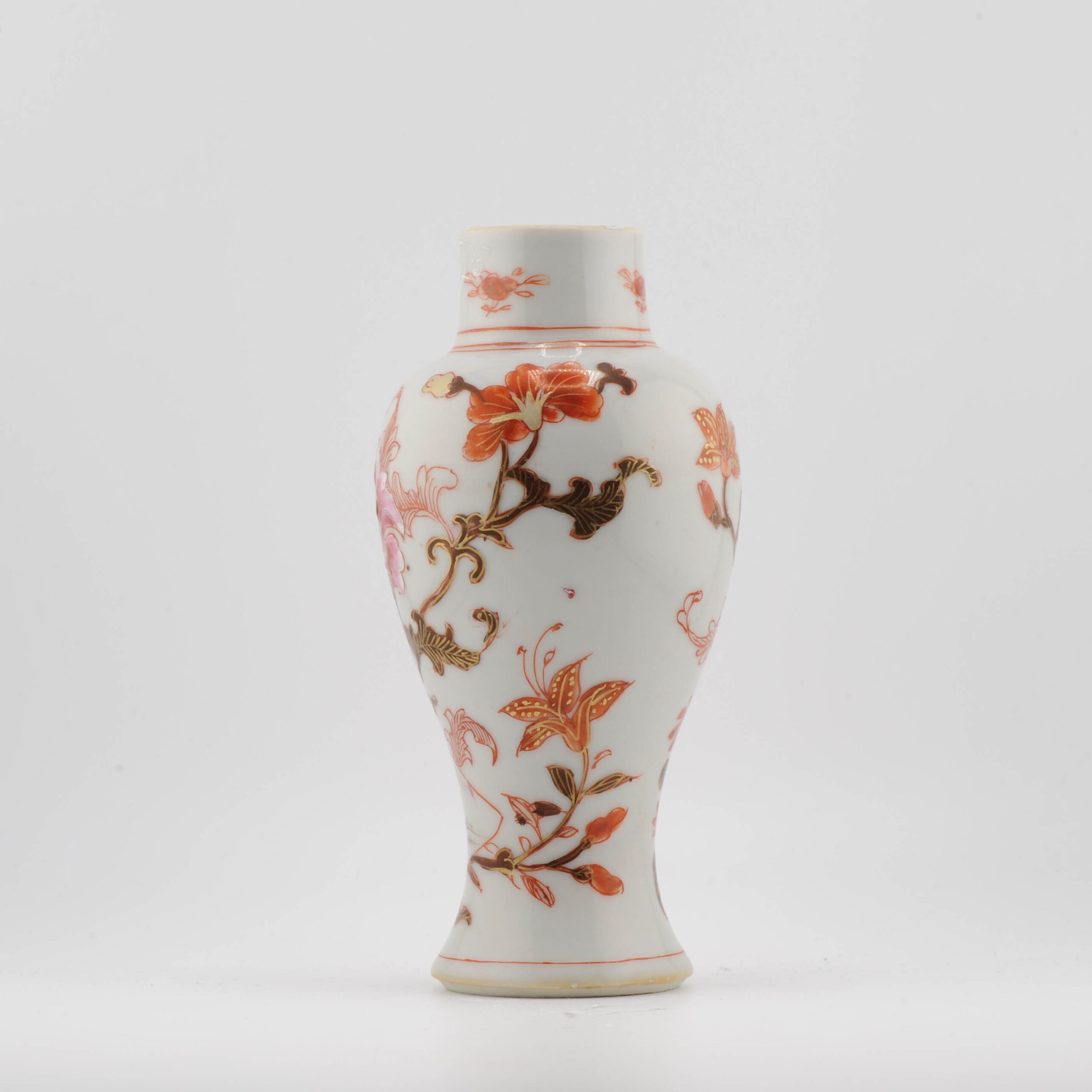 Antique 18C Chinese Porcelain Baluster Vase Fencai Bird and Landscape - Image 3