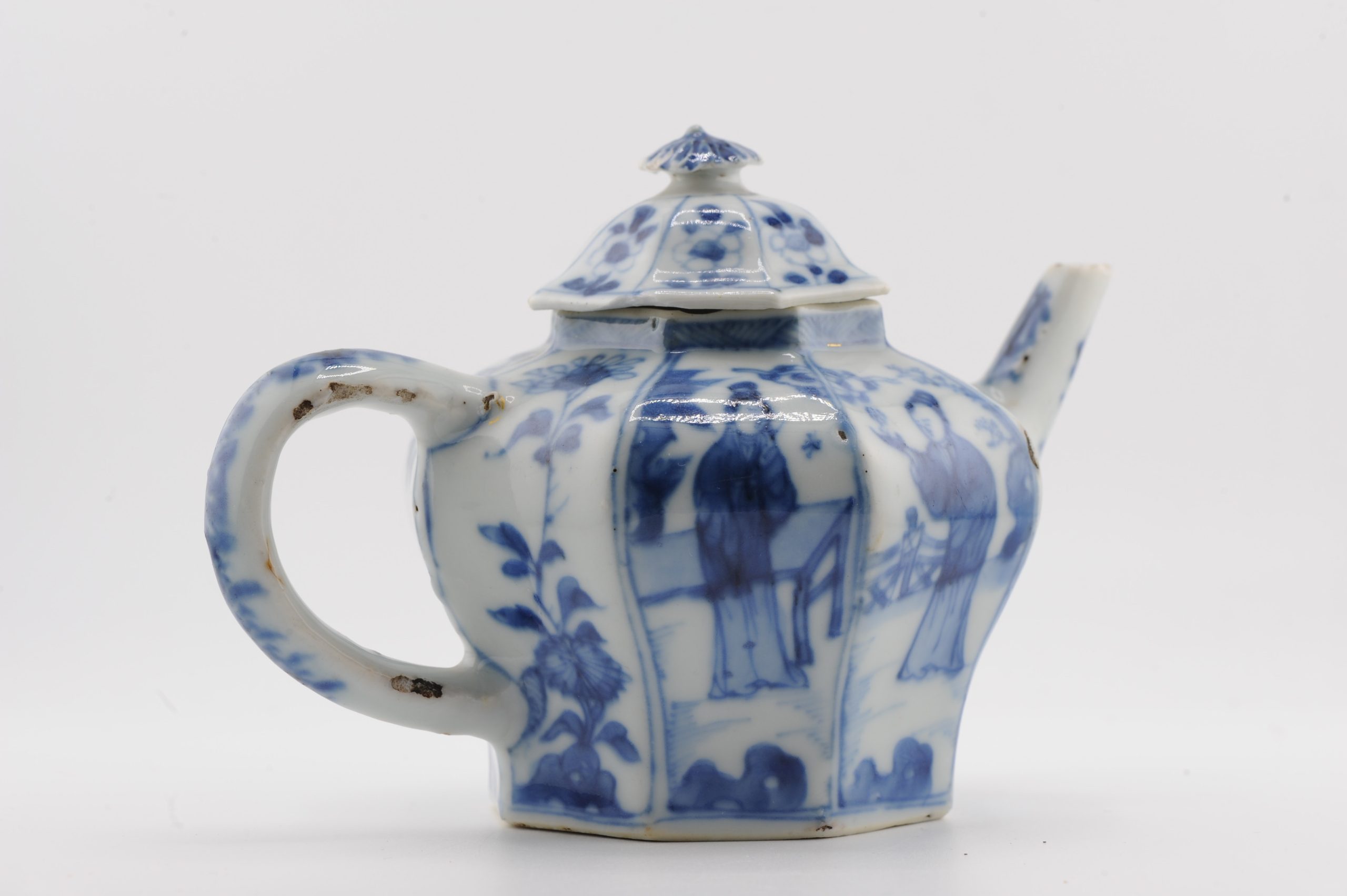 Antique Kangxi Period Chinese Porcelain Blue & White Teapot Landscape - Image 4