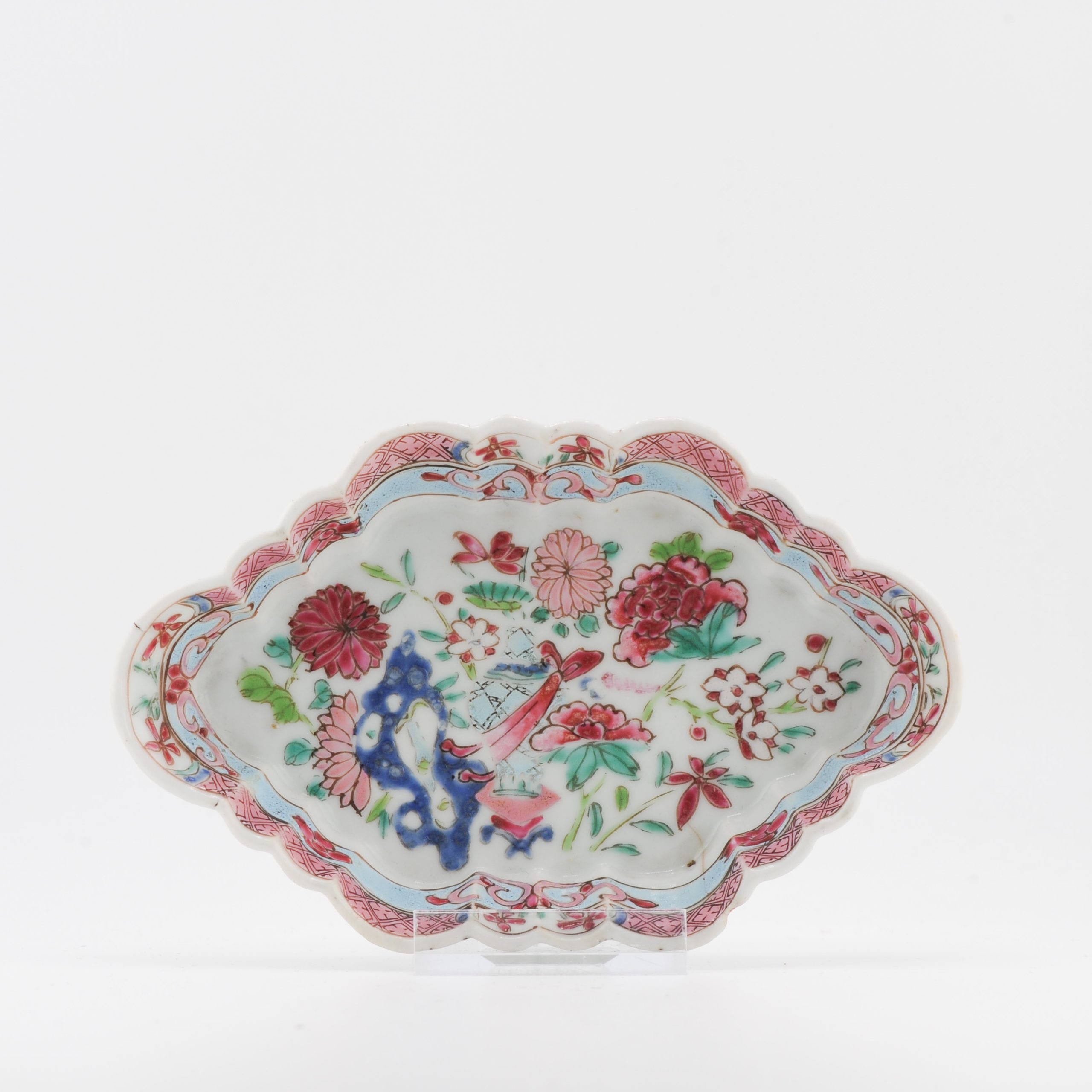 Antique 18C Chinese Porcelain Famille Rose Dish Pattipan Yongzheng Fencai