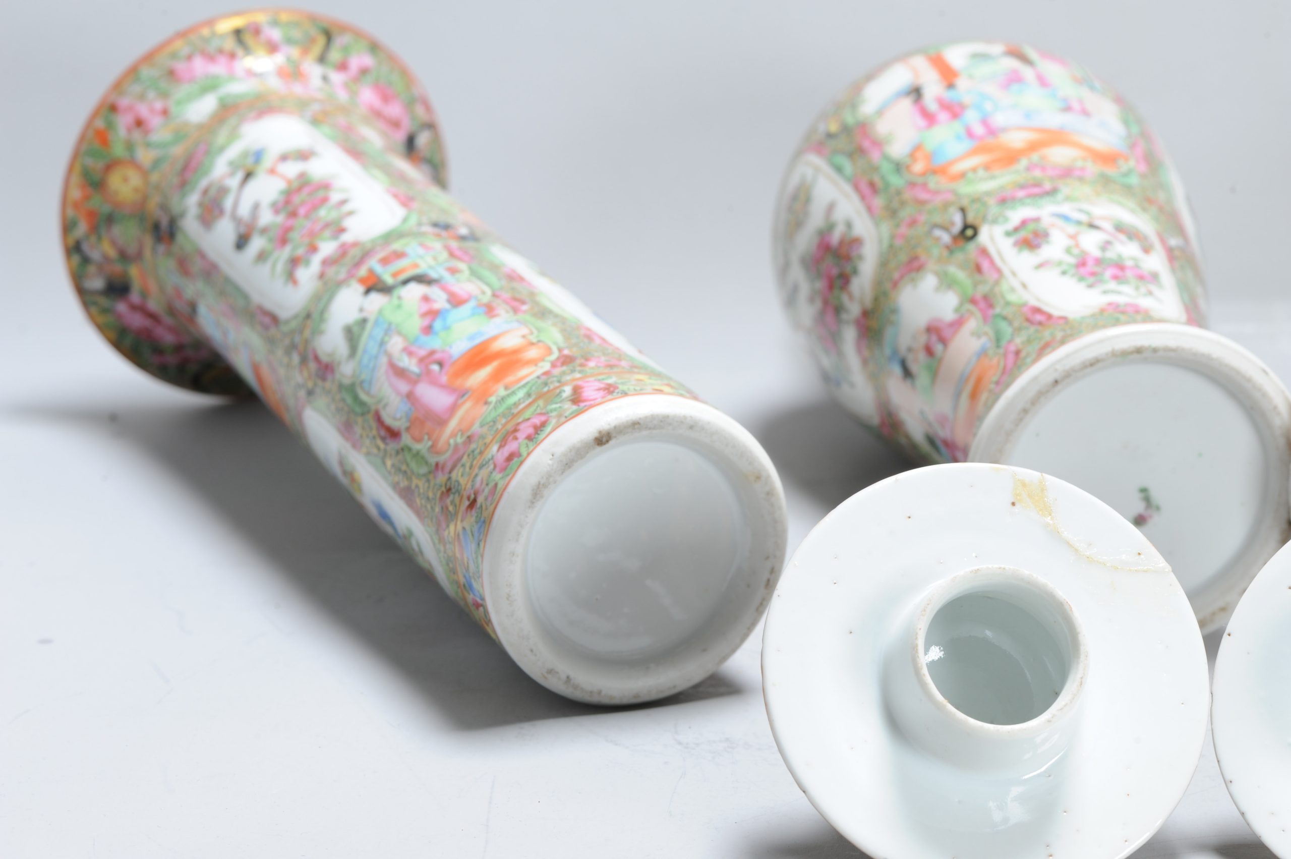 Antique Chinese Porcelain 19C Garniture Cantonese Vases Chinese China Flower - Image 27