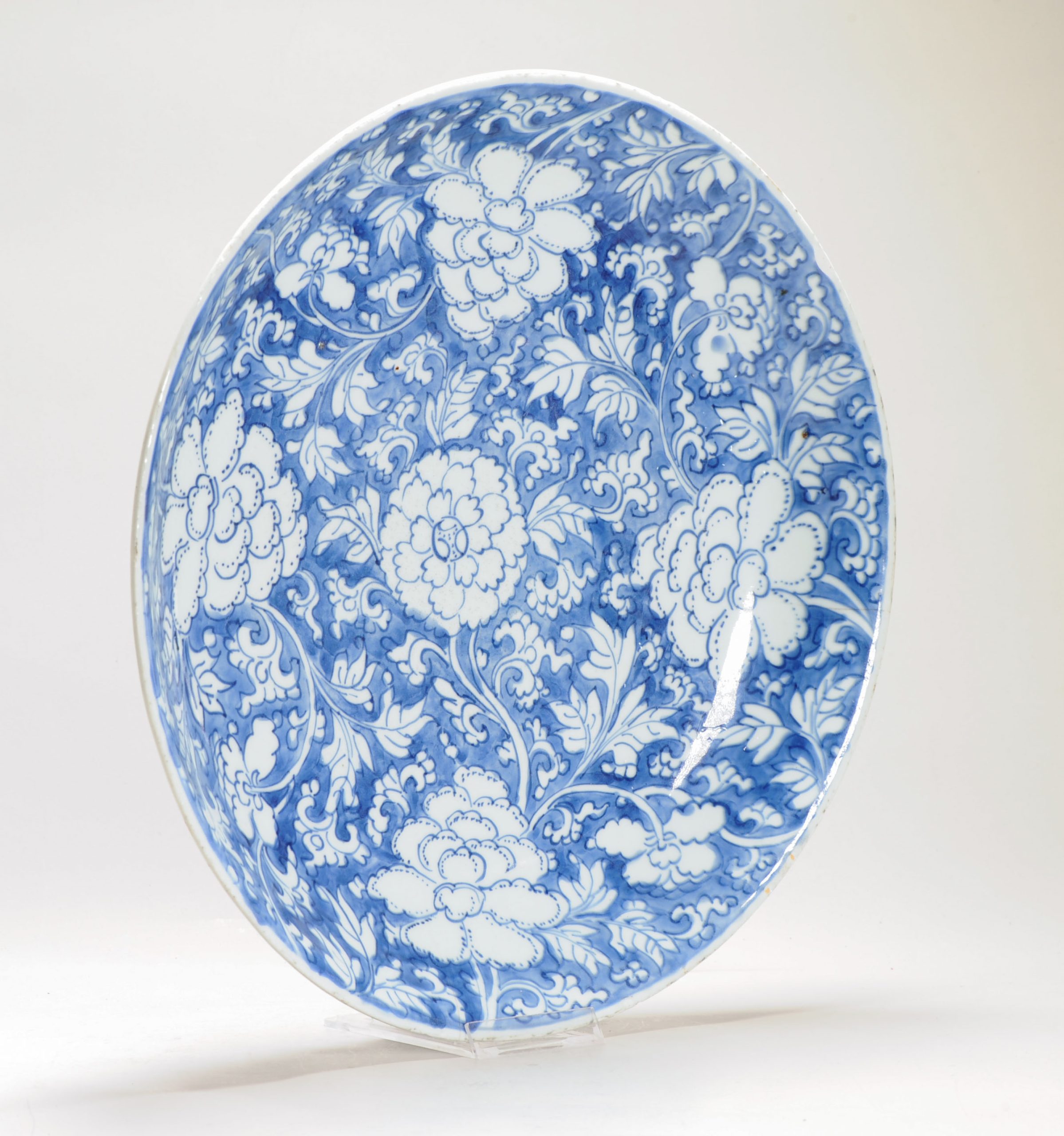 Large Antique ca 1690 Chinese Kangxi Period Porcelain Dish Plate Flowers - Image 10
