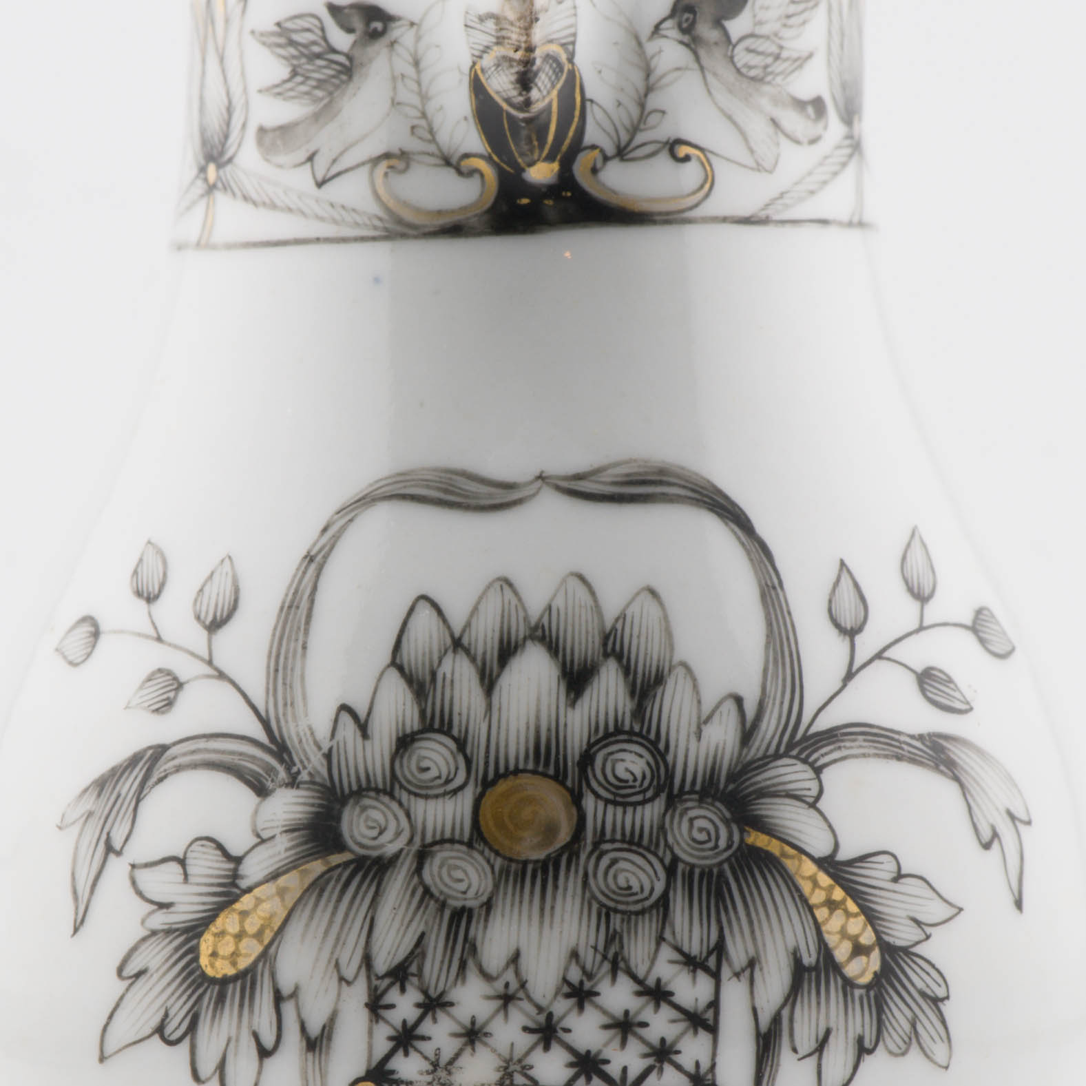 Antique 18C Chinese Porcelain Encre de Chine Grisaille Qianlong Jug Birds - Image 10