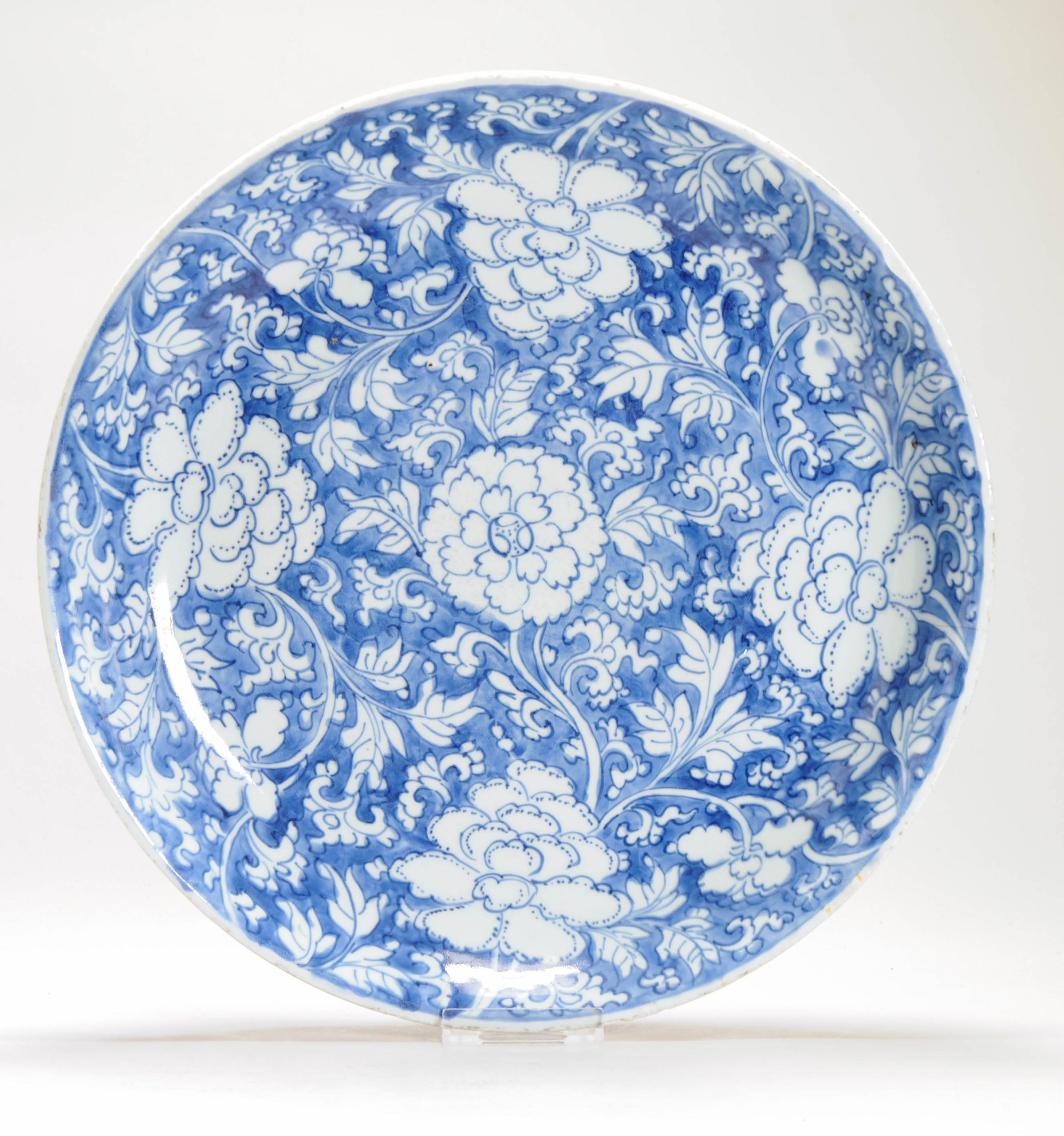Large Antique ca 1690 Chinese Kangxi Period Porcelain Dish Plate Flowers - Image 11
