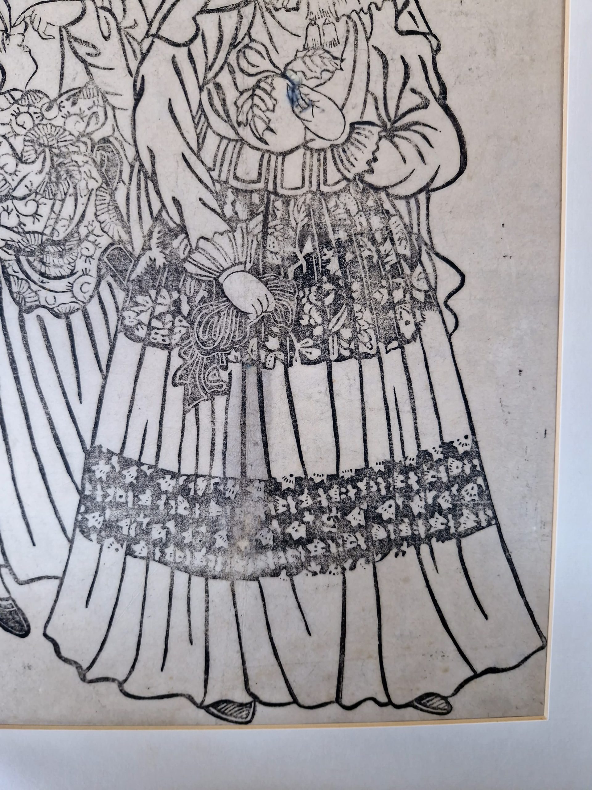 Antique Japanese Woodblock - Dutch Lady with Child and Servant - Meiji Period - Image 5