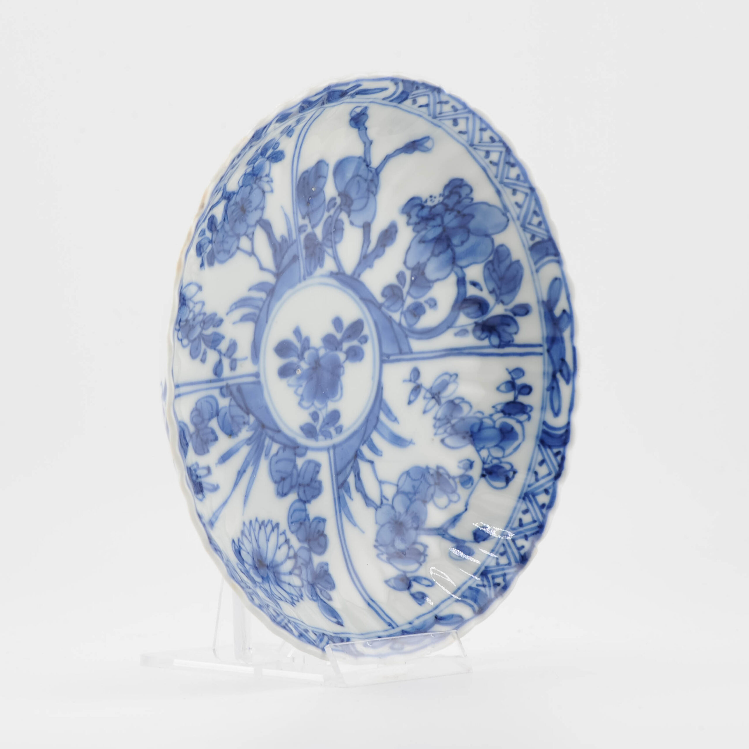 Antique Chinese Porcelain Kangxi ca 1690 Flowers in Garden Marked China - Image 3