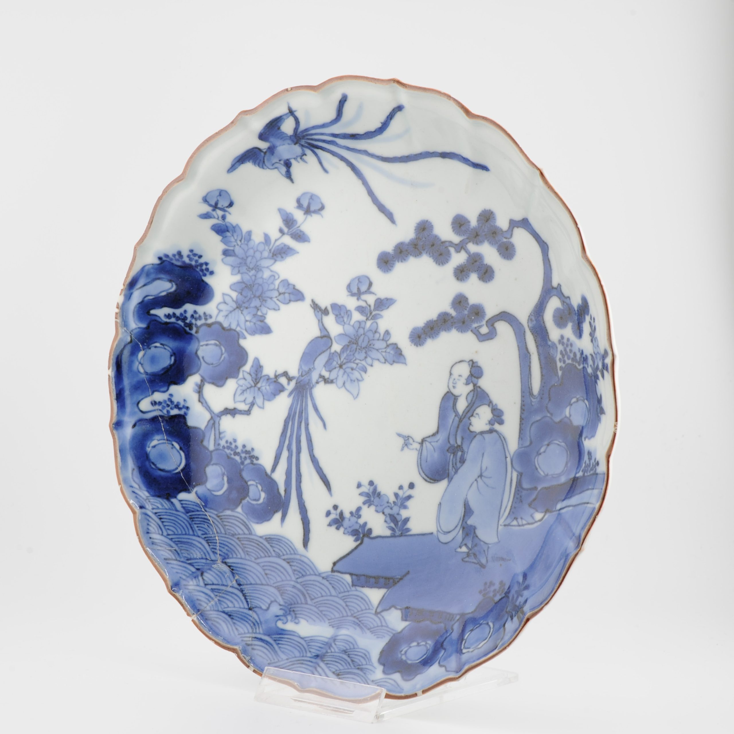 Antique 1680 Japanese Kakiemon Dish with Figures and Fenghuang Japan - Image 14