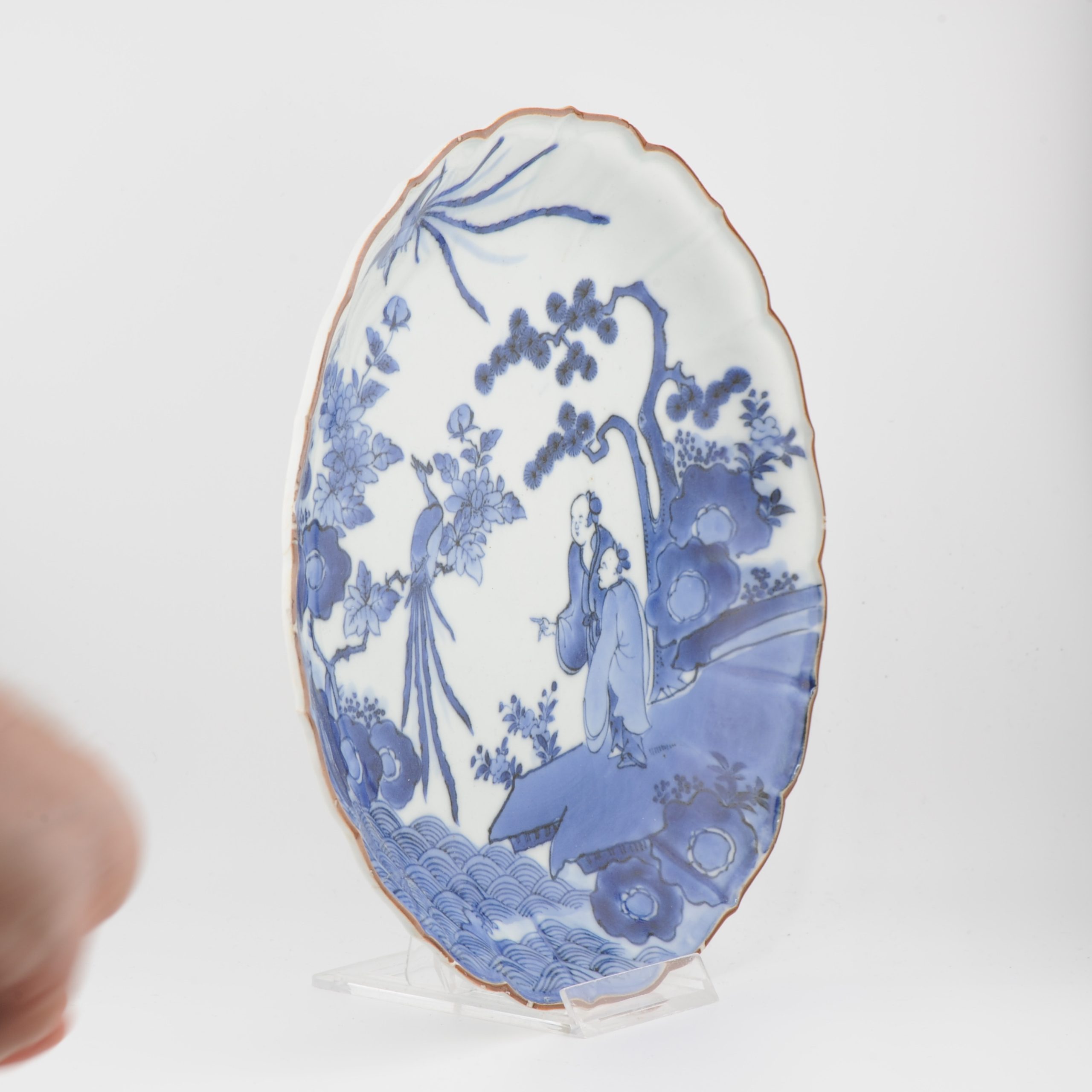 Antique 1680 Japanese Kakiemon Dish with Figures and Fenghuang Japan - Image 7