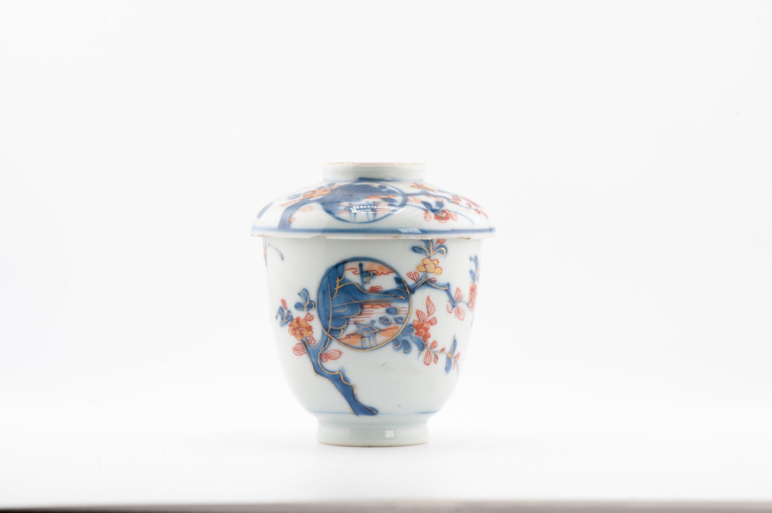 Antique 18C Chinese Porcelain Kangxi Imari Lidded Chocolate Cup Bowl - Image 3