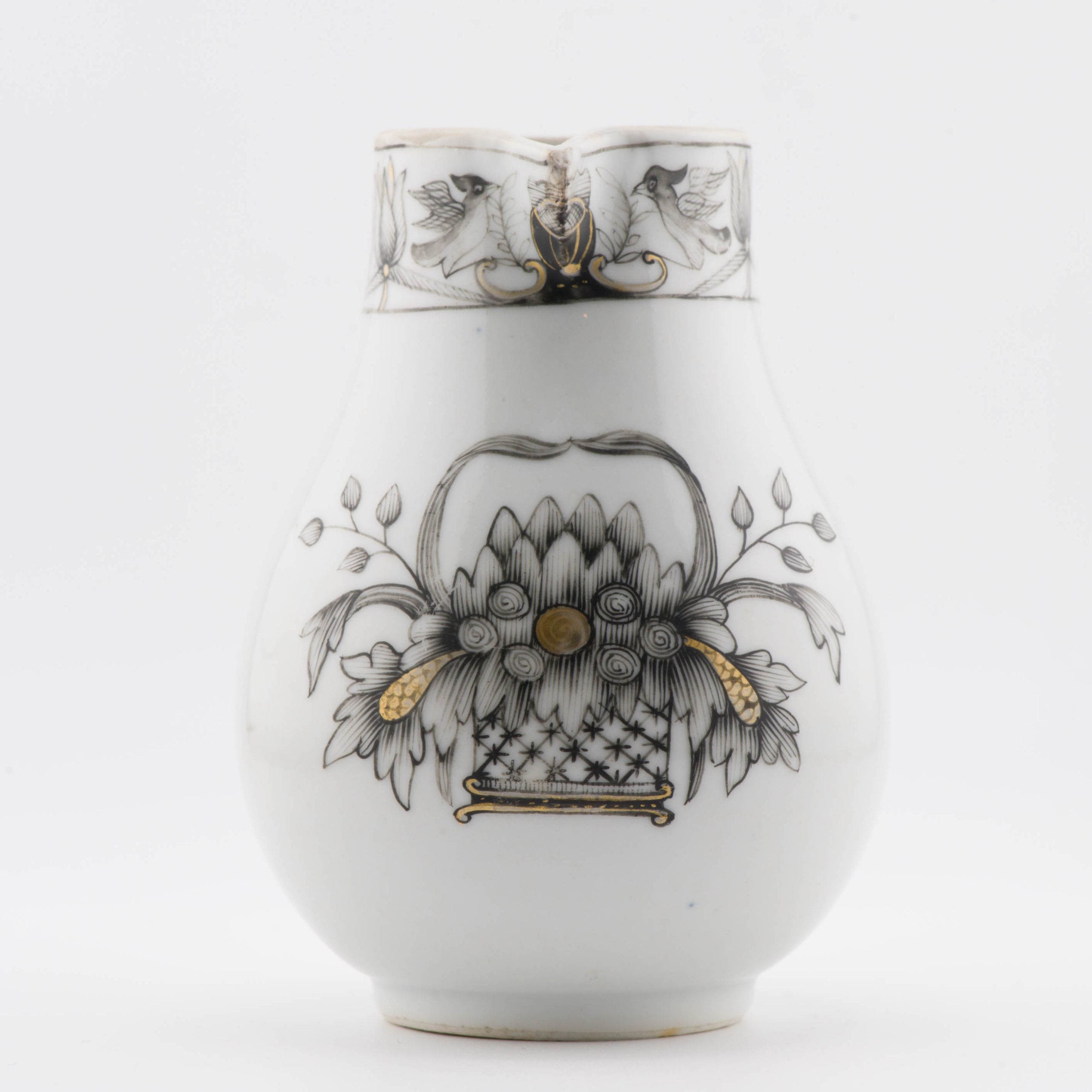 Antique 18C Chinese Porcelain Encre de Chine Grisaille Qianlong Jug Birds - Image 11