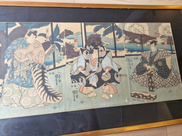 Antique Woodblock Print Kabuki Actors - Edo Period - Utagawa Kuniyoshi (1798 - 1861) - Image 3