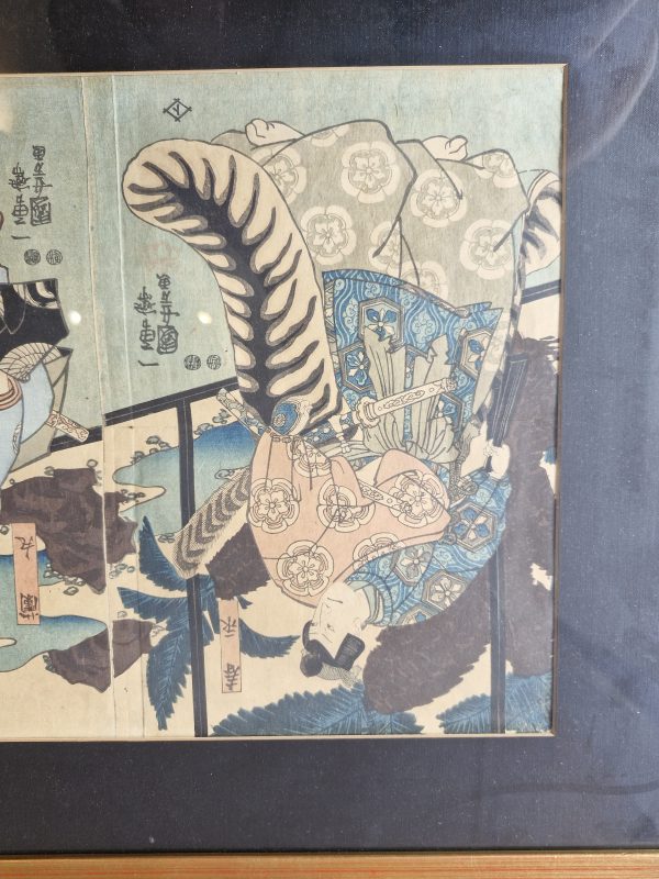 Antique Woodblock Print Kabuki Actors - Edo Period - Utagawa Kuniyoshi (1798 - 1861) - Image 4