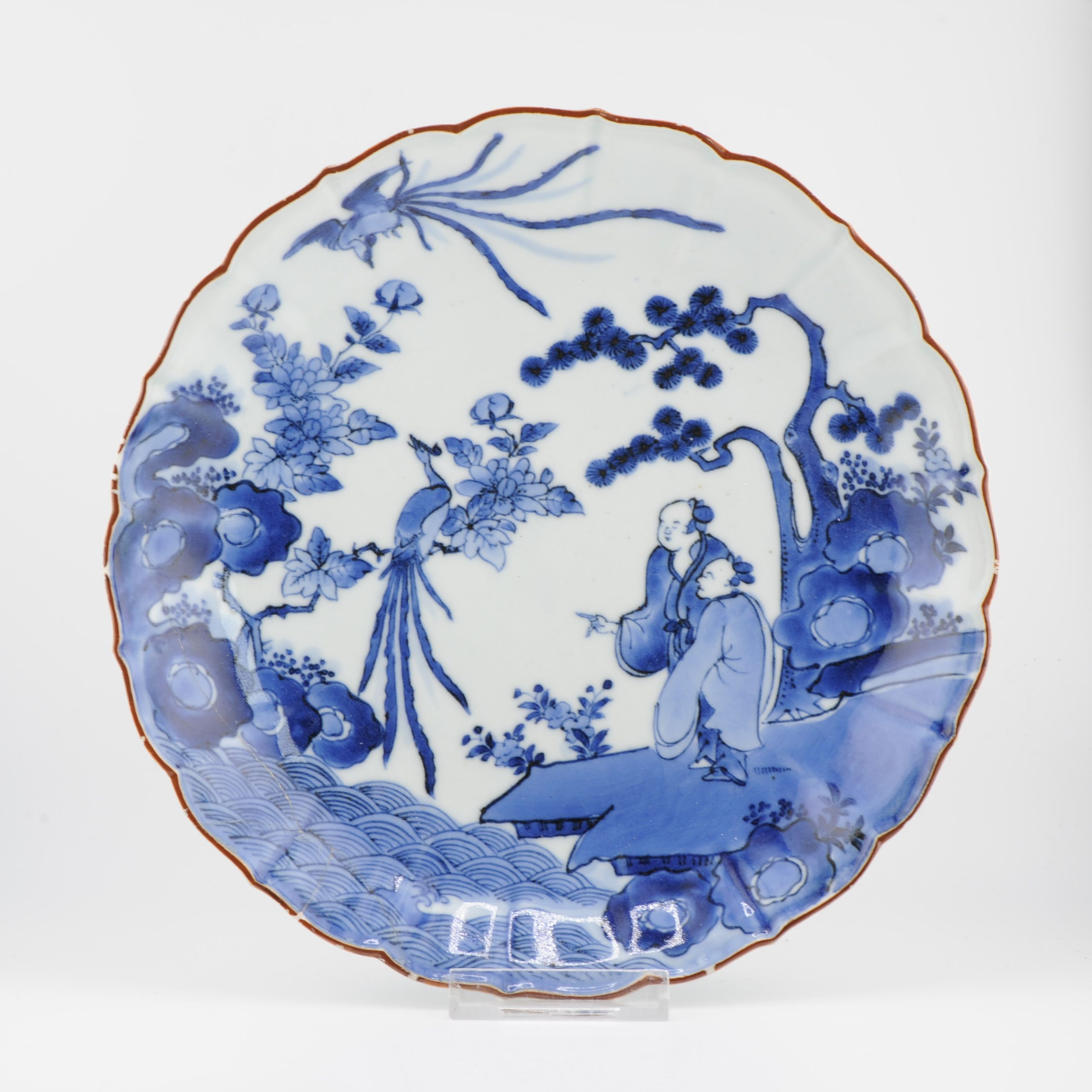 Antique 1680 Japanese Kakiemon Dish with Figures and Fenghuang Japan - Image 2