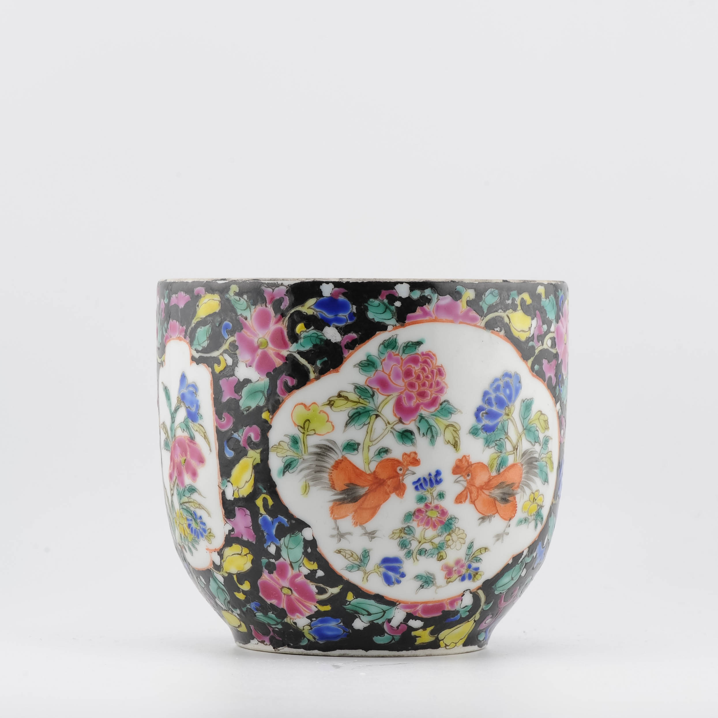 Antique 18/19C Chinese Porcelain Thai Bencharong Jar With Flowers Black - Image 5