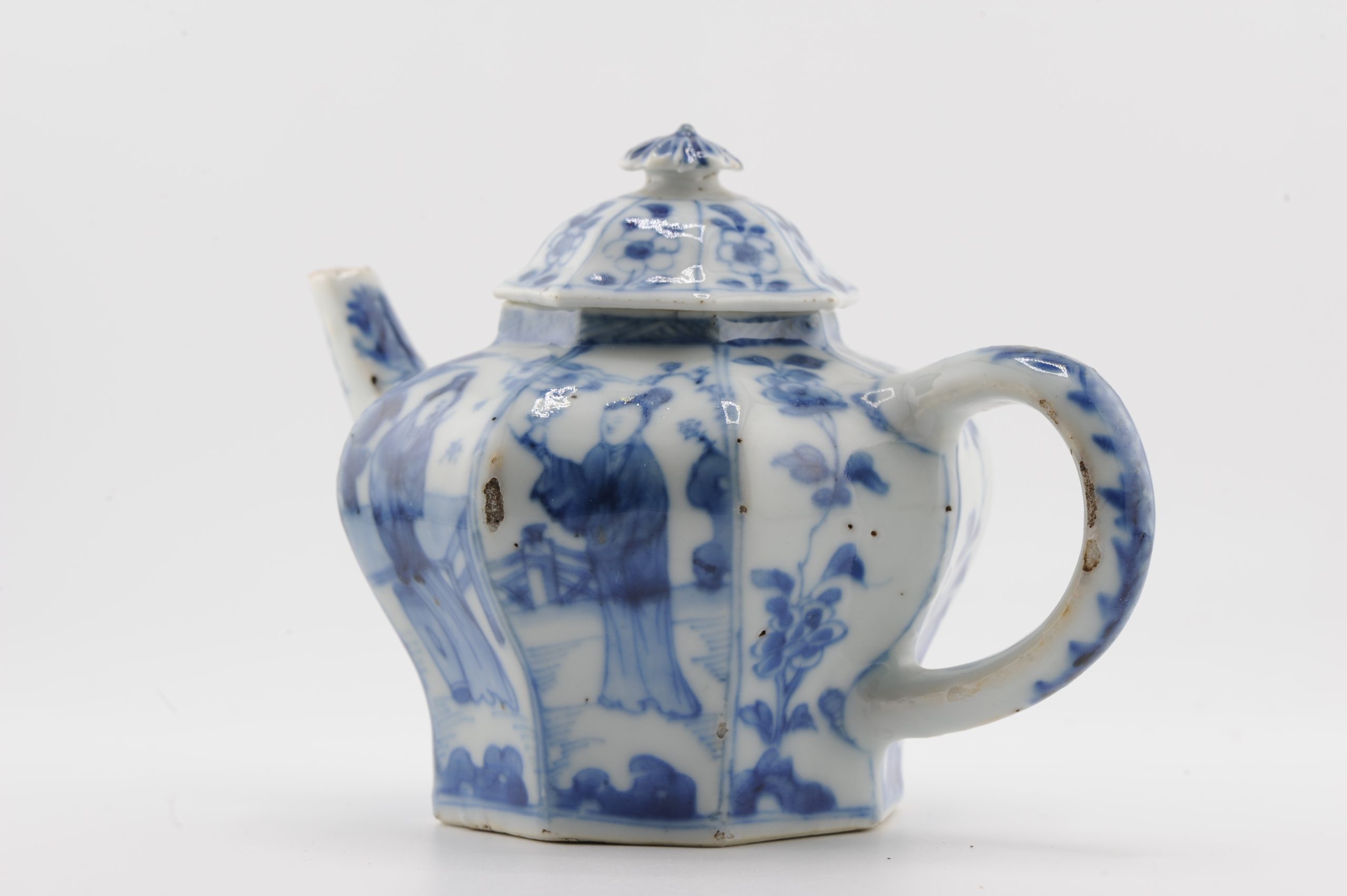 Antique Kangxi Period Chinese Porcelain Blue & White Teapot Landscape - Image 8