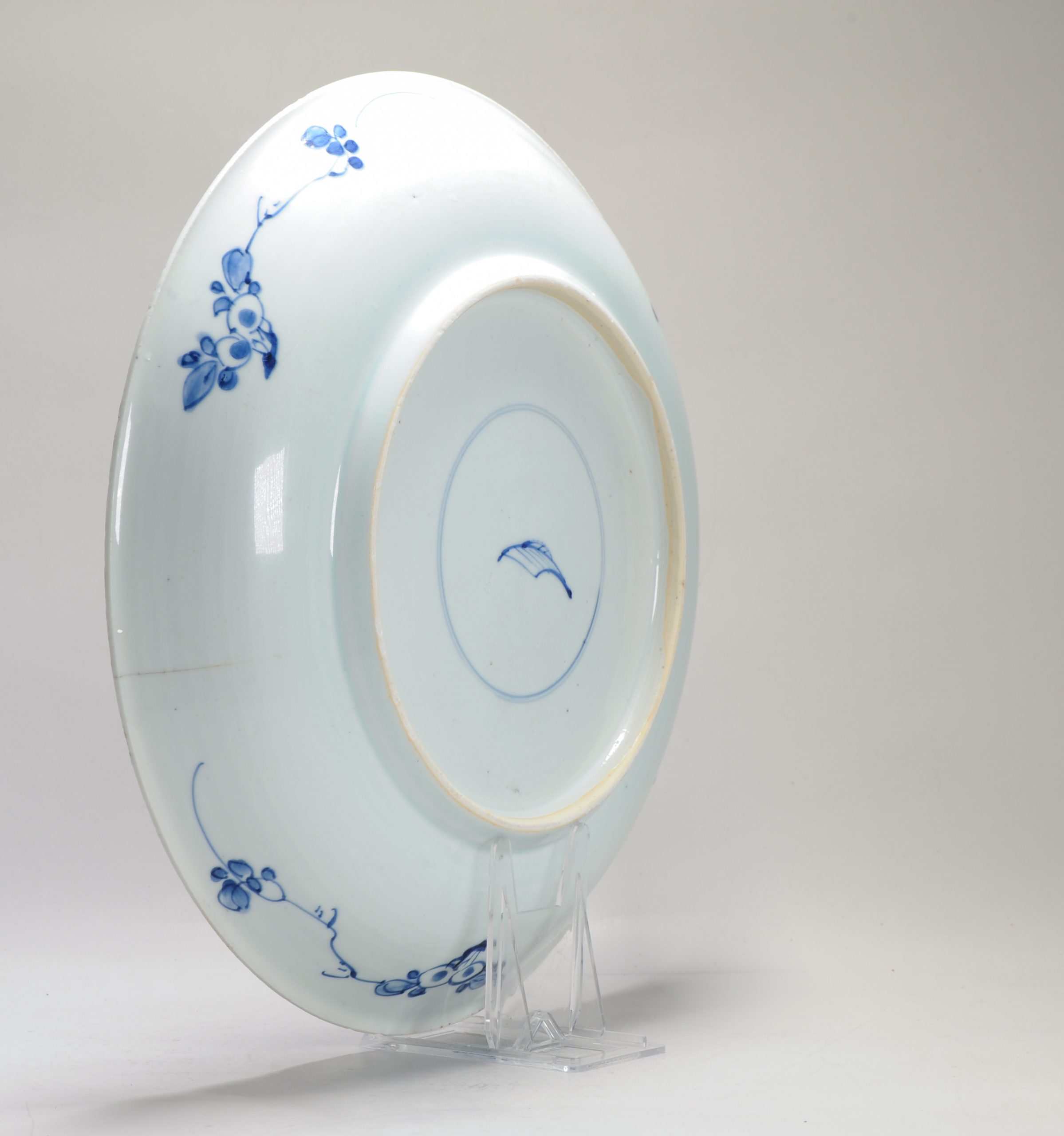 Large Antique ca 1690 Chinese Kangxi Period Porcelain Dish Plate Flowers - Image 4