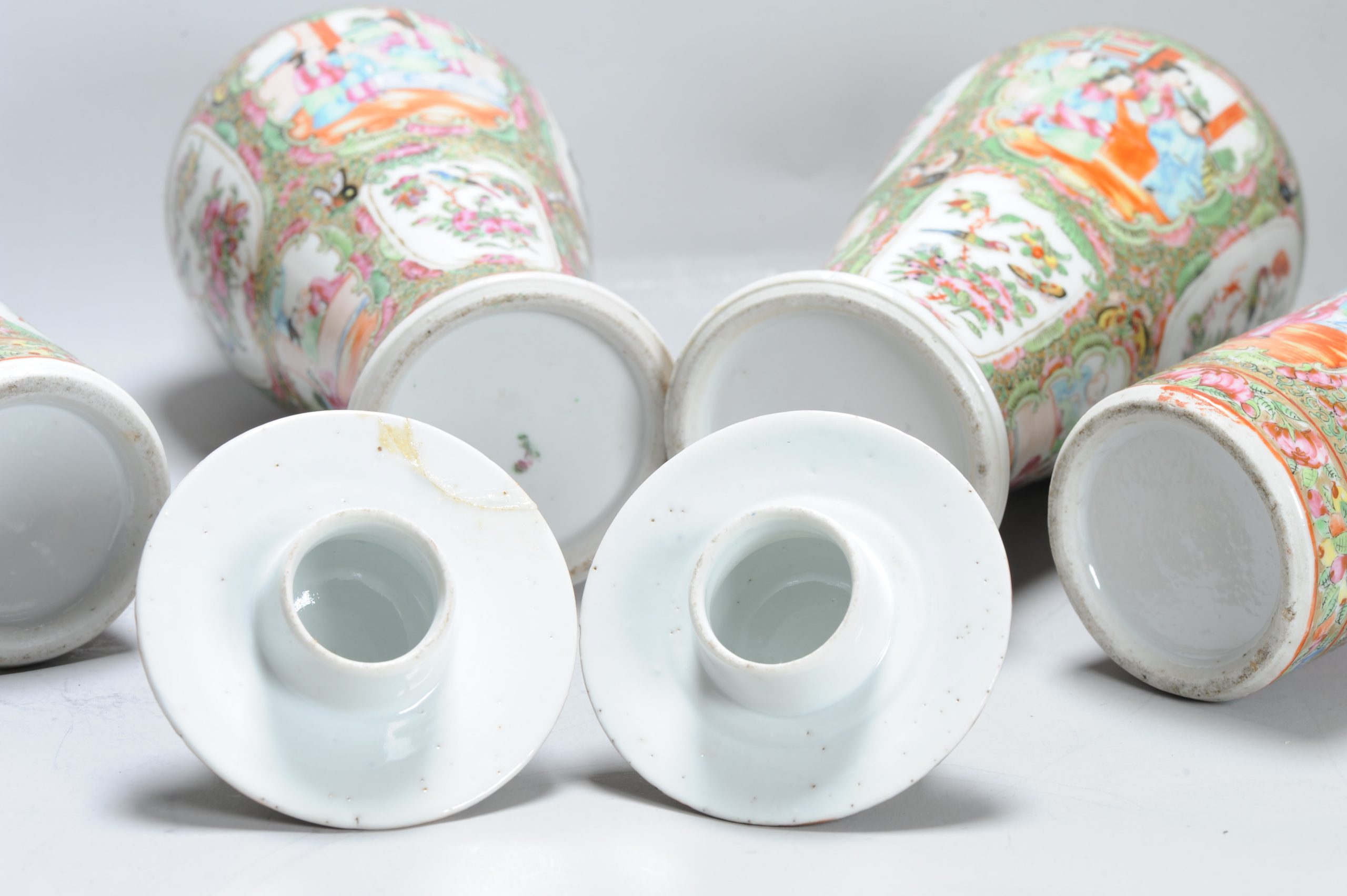 Antique Chinese Porcelain 19C Garniture Cantonese Vases Chinese China Flower - Image 25