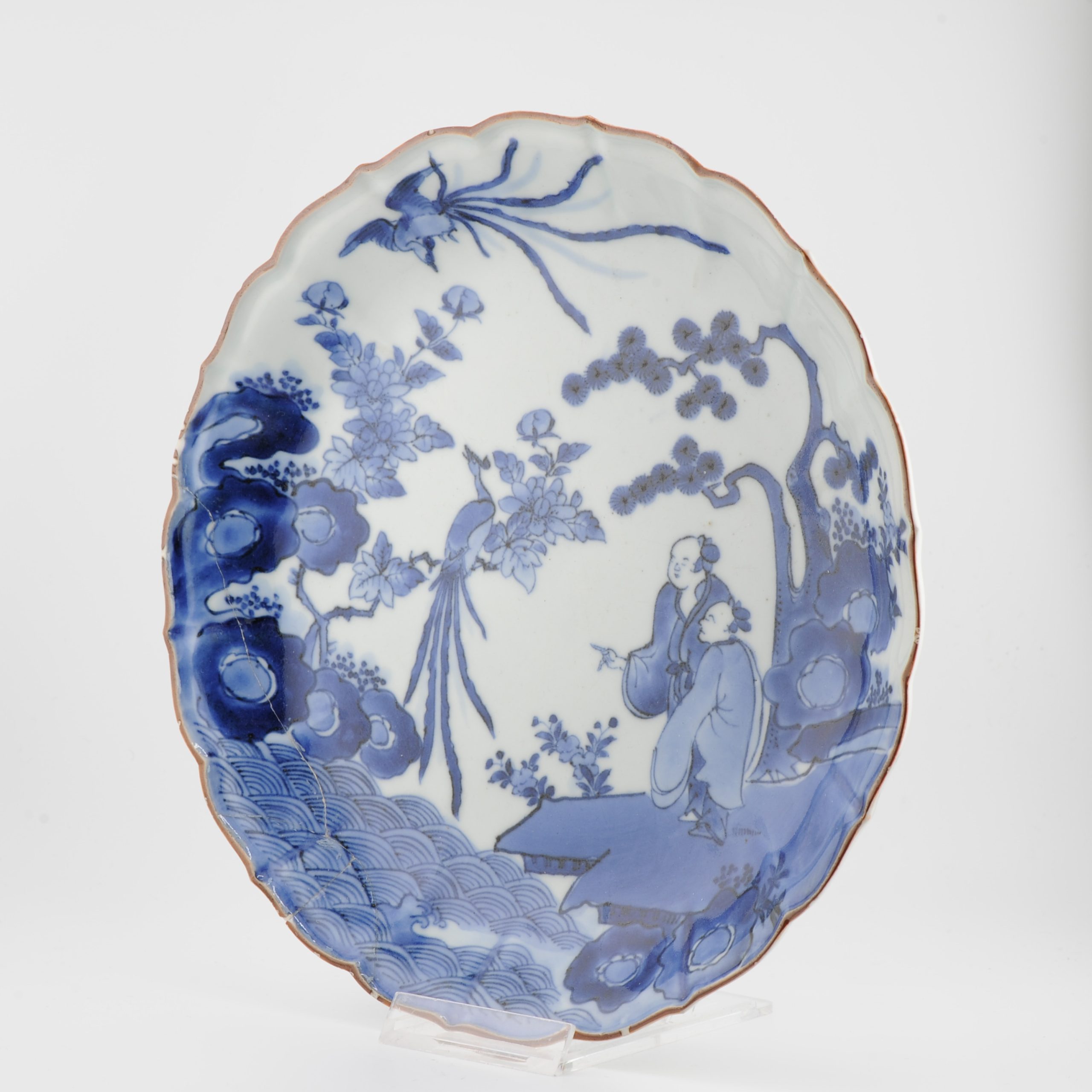 Antique 1680 Japanese Kakiemon Dish with Figures and Fenghuang Japan - Image 13