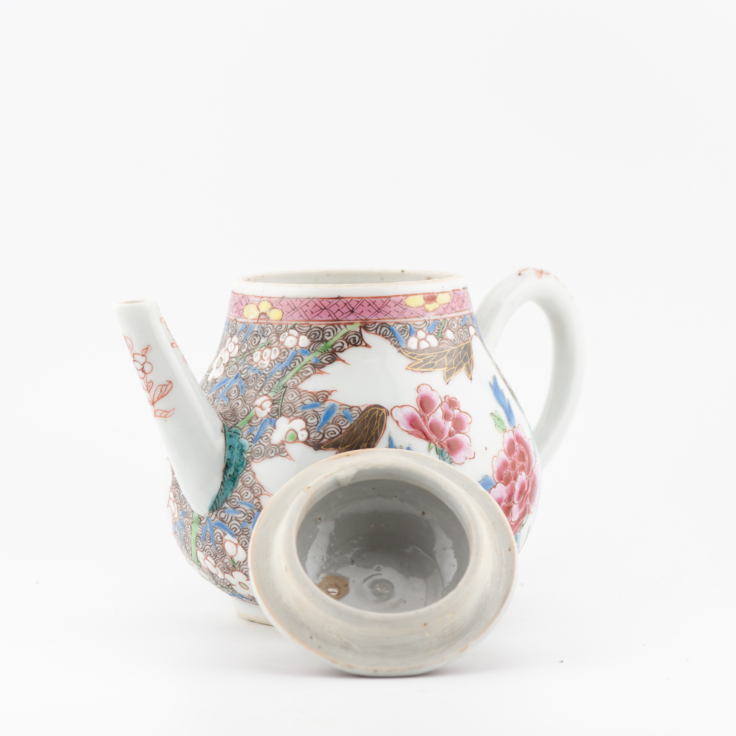 Antique Ca 1730 Chinese Porcelain Yongzheng Fencai Decorated Teapot Rose - Image 13