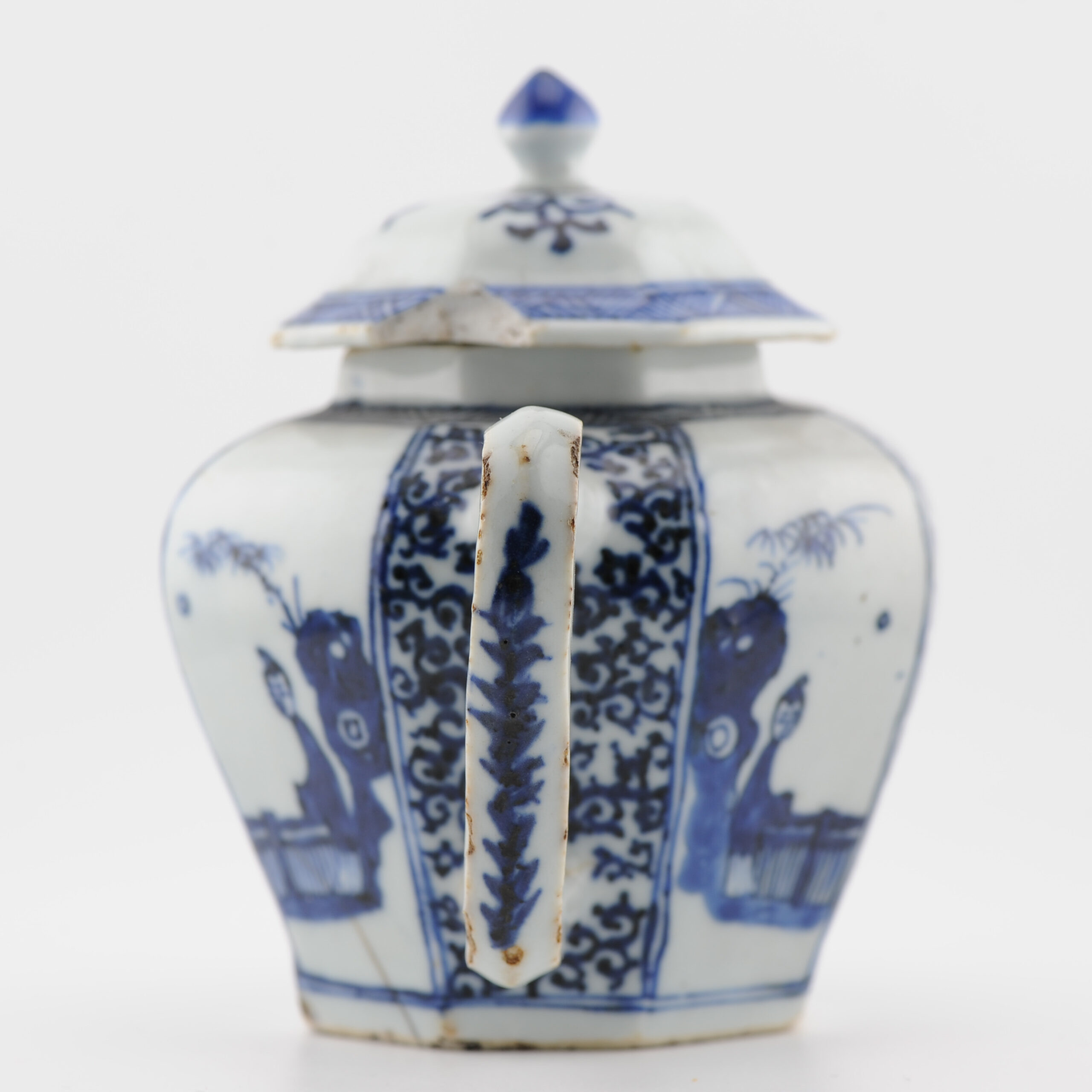 Unusual Antique Kangxi Period Chinese Porcelain Octagonal Teapot Figures Lotus - 图片 26