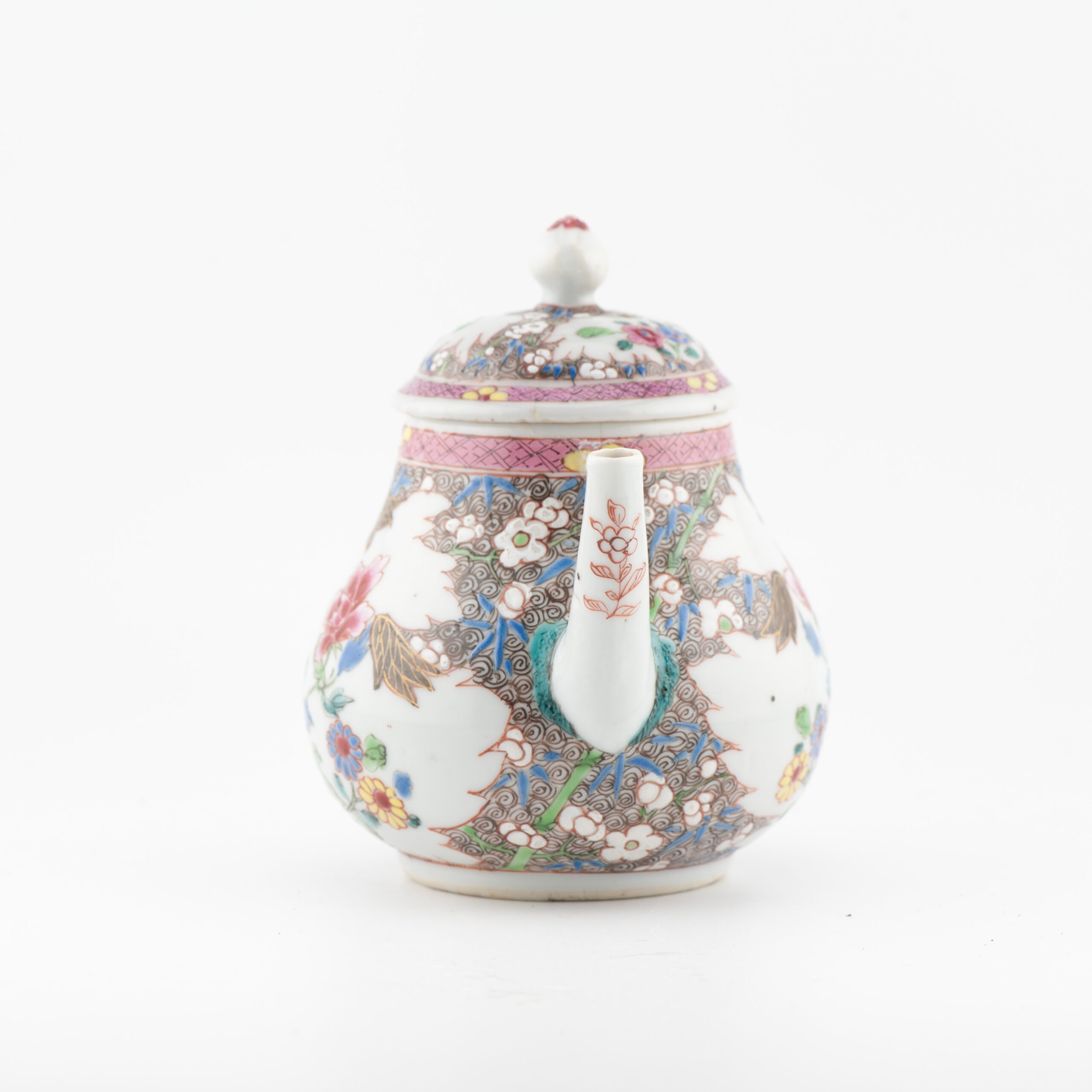 Antique Ca 1730 Chinese Porcelain Yongzheng Fencai Decorated Teapot Rose - Image 8