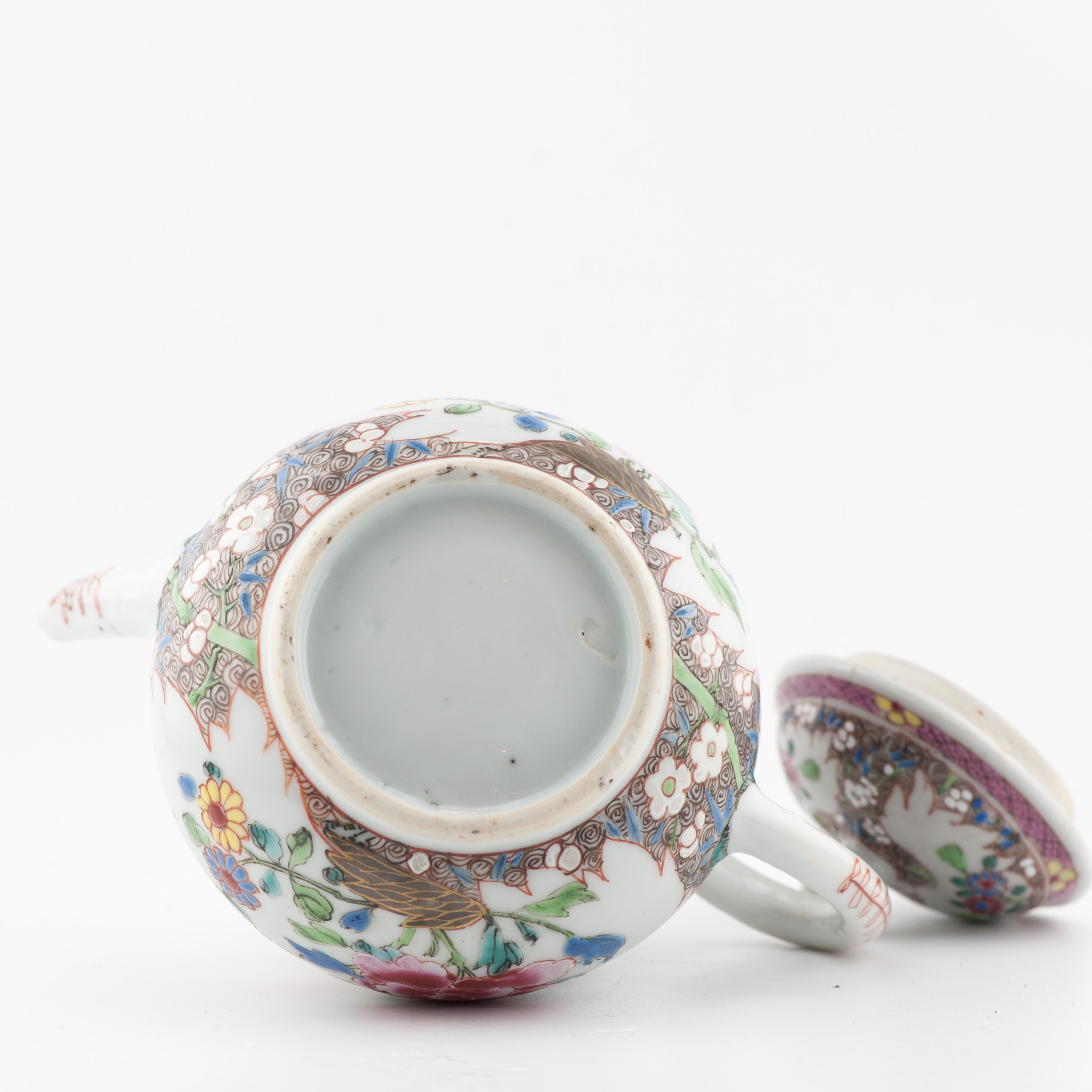 Antique Ca 1730 Chinese Porcelain Yongzheng Fencai Decorated Teapot Rose - Image 12