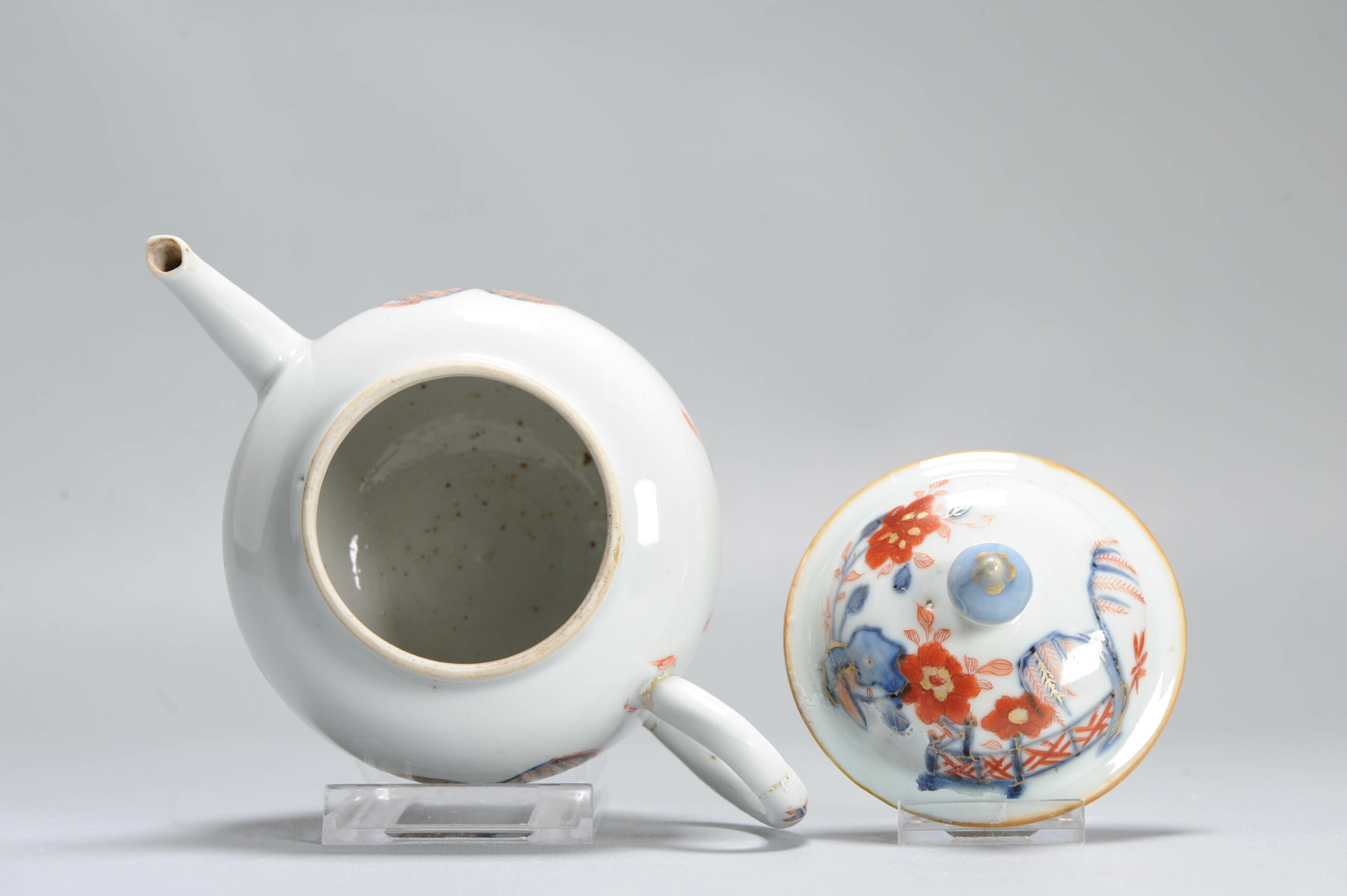 Antique Ca 1720-1740 Chinese Porcelain Kangxi-Yongzheng Imari Decorated Teapot - Image 9