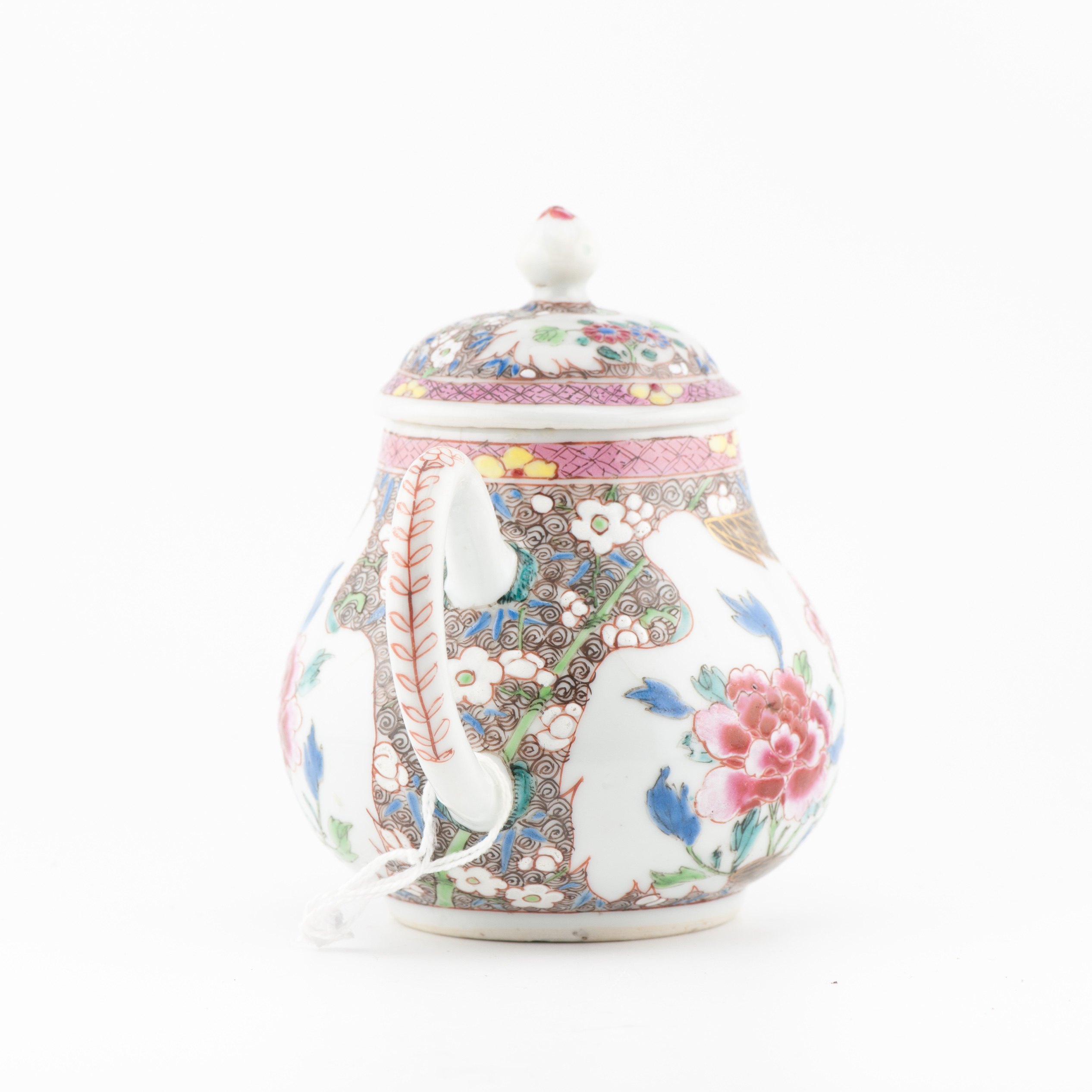 Antique Ca 1730 Chinese Porcelain Yongzheng Fencai Decorated Teapot Rose - Image 5