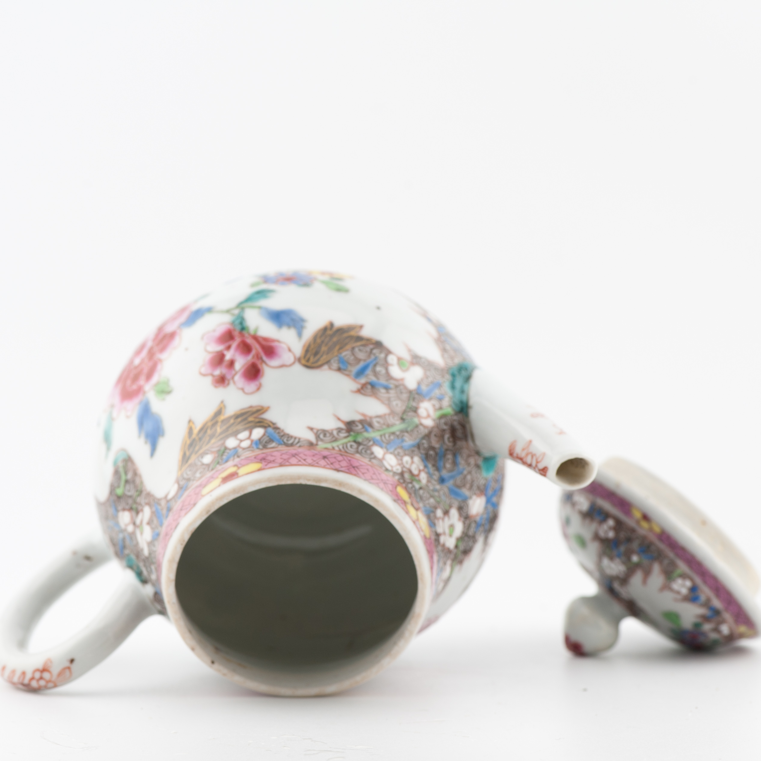 Antique Ca 1730 Chinese Porcelain Yongzheng Fencai Decorated Teapot Rose - Image 10