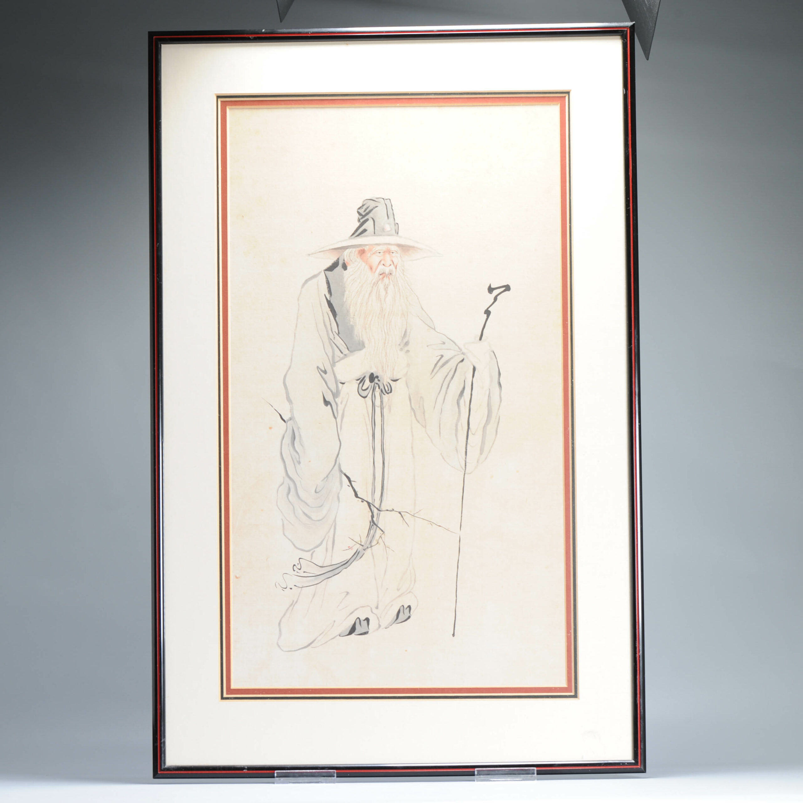 Antique 19th c Chinese Water Color painting of a man c Qing Dynasty