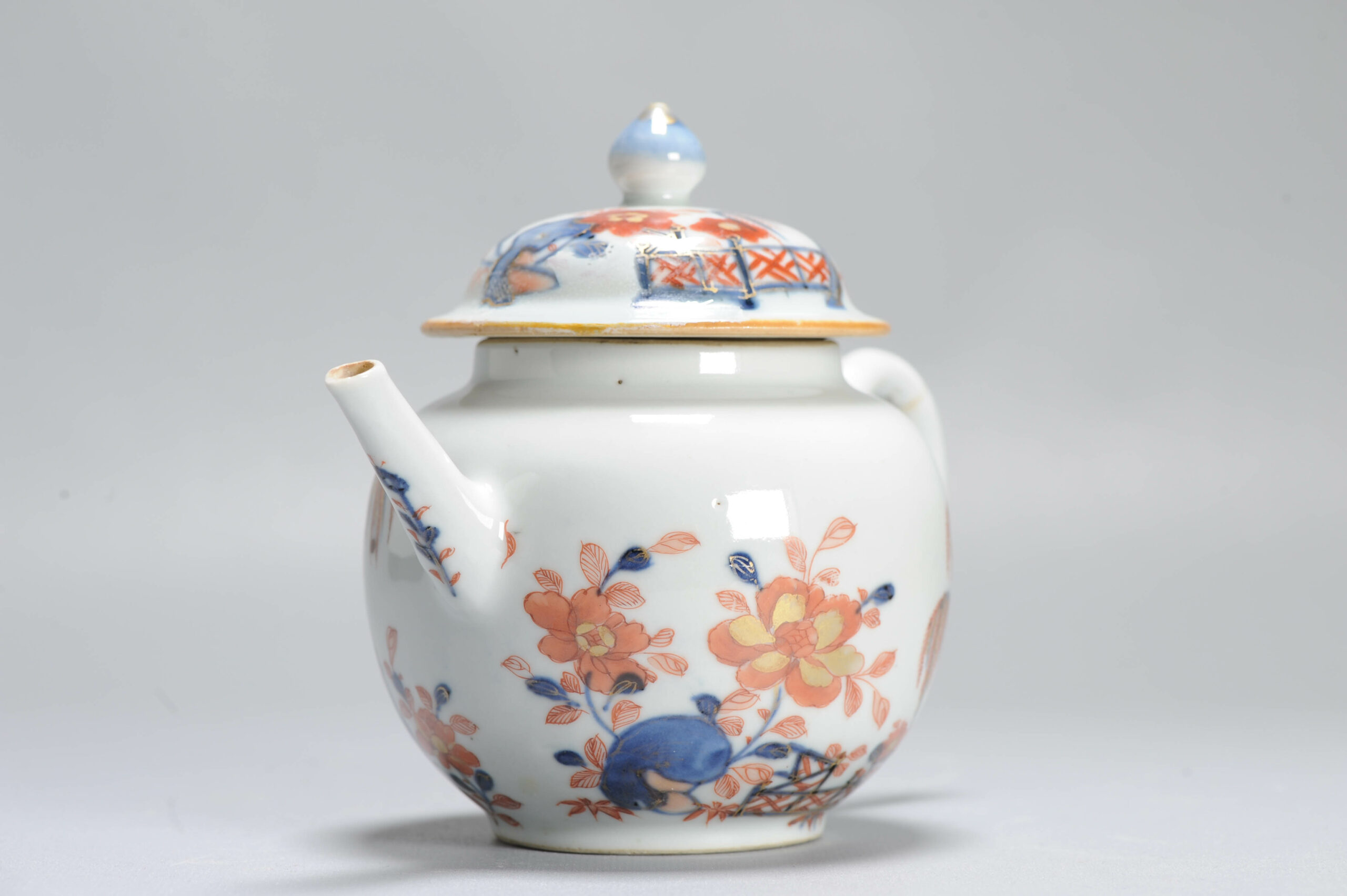 Antique Ca 1720-1740 Chinese Porcelain Kangxi-Yongzheng Imari Decorated Teapot - Image 11