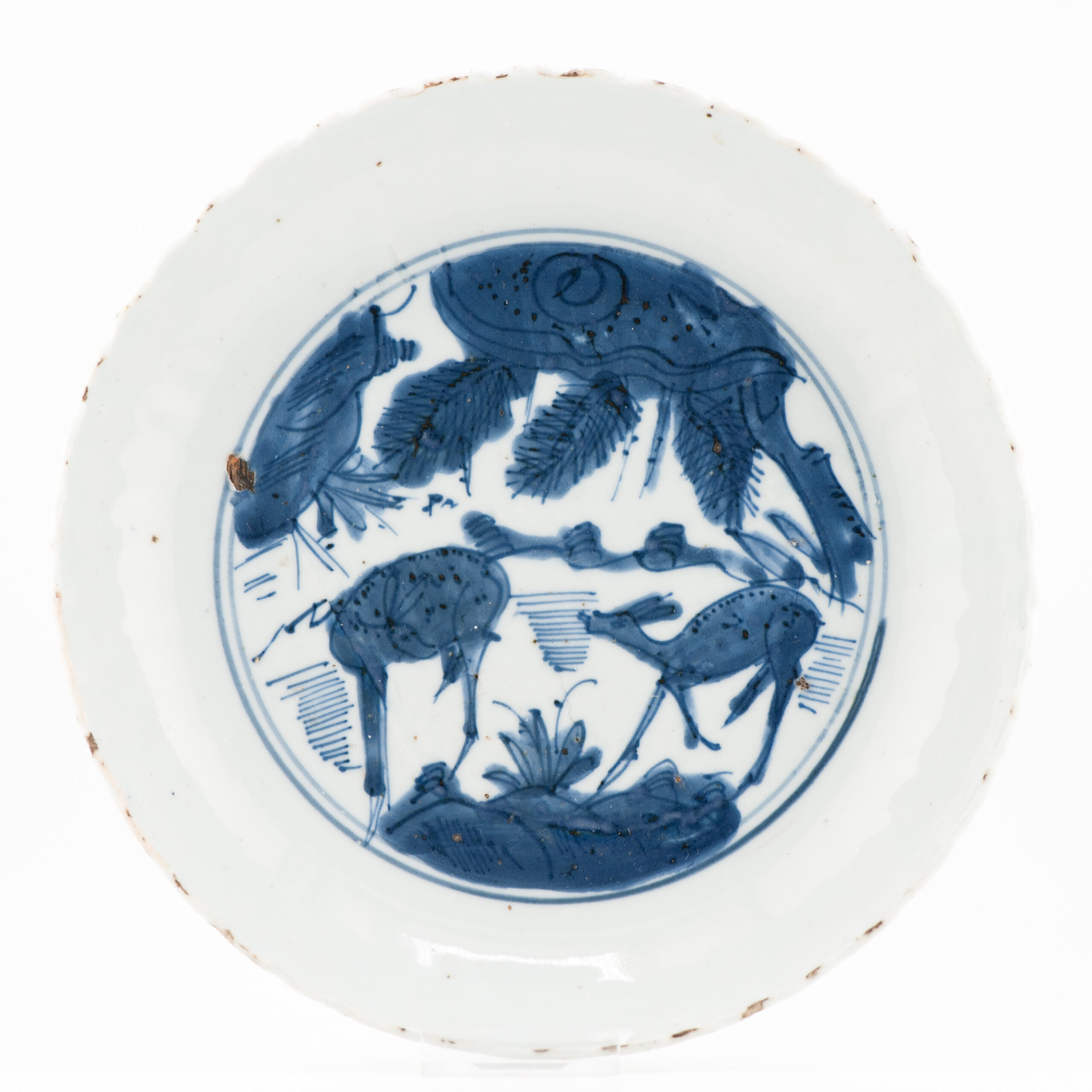 Top Quality Wanli Antique Ming Period Chinese Porcelain Kraak Plate Deers