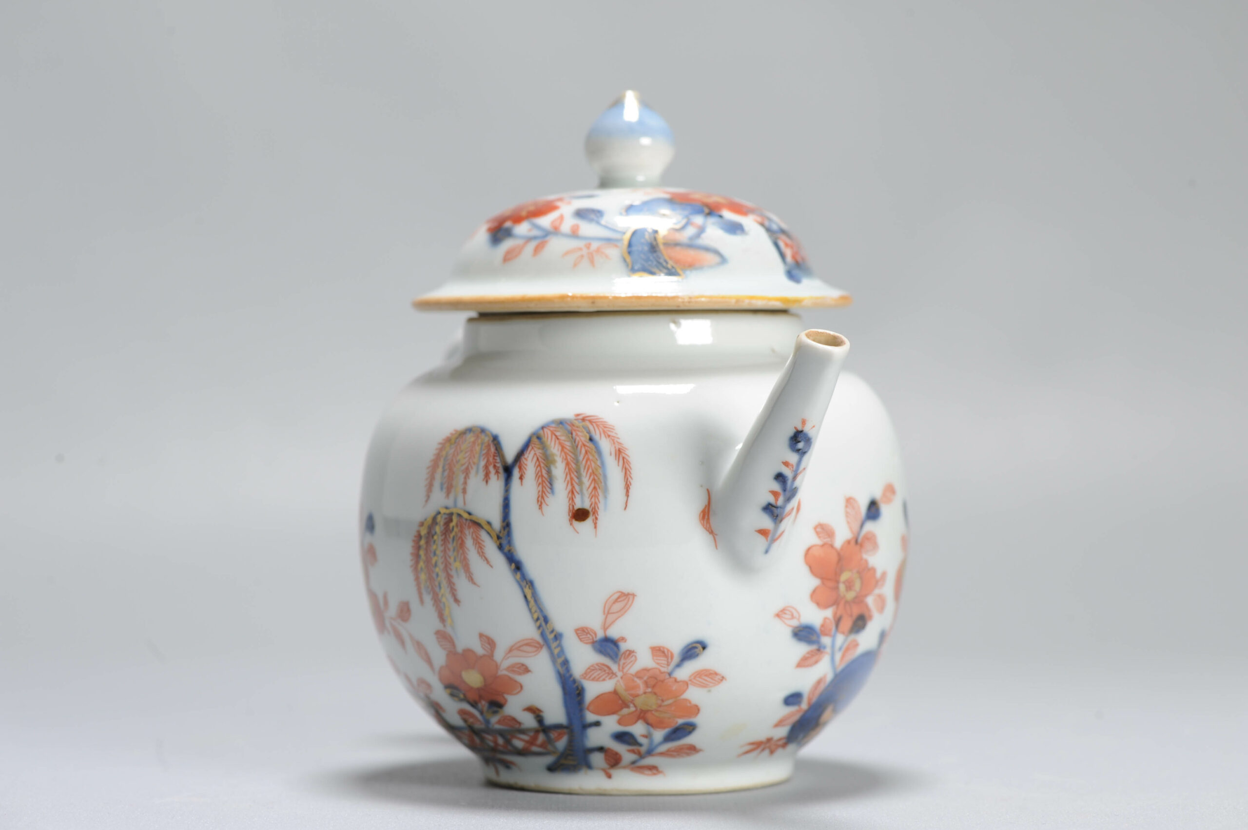 Antique Ca 1720-1740 Chinese Porcelain Kangxi-Yongzheng Imari Decorated Teapot - Image 13