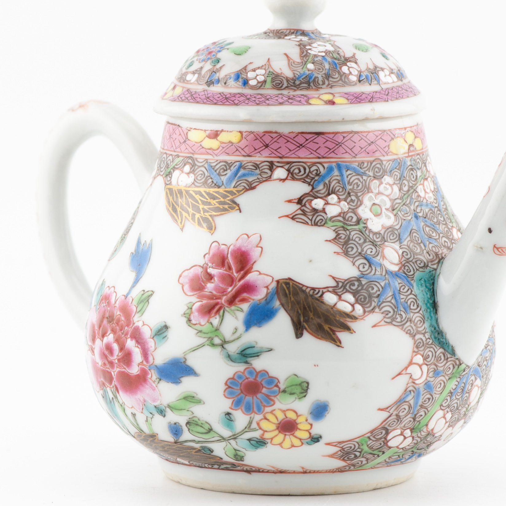 Antique Ca 1730 Chinese Porcelain Yongzheng Fencai Decorated Teapot Rose - Image 7