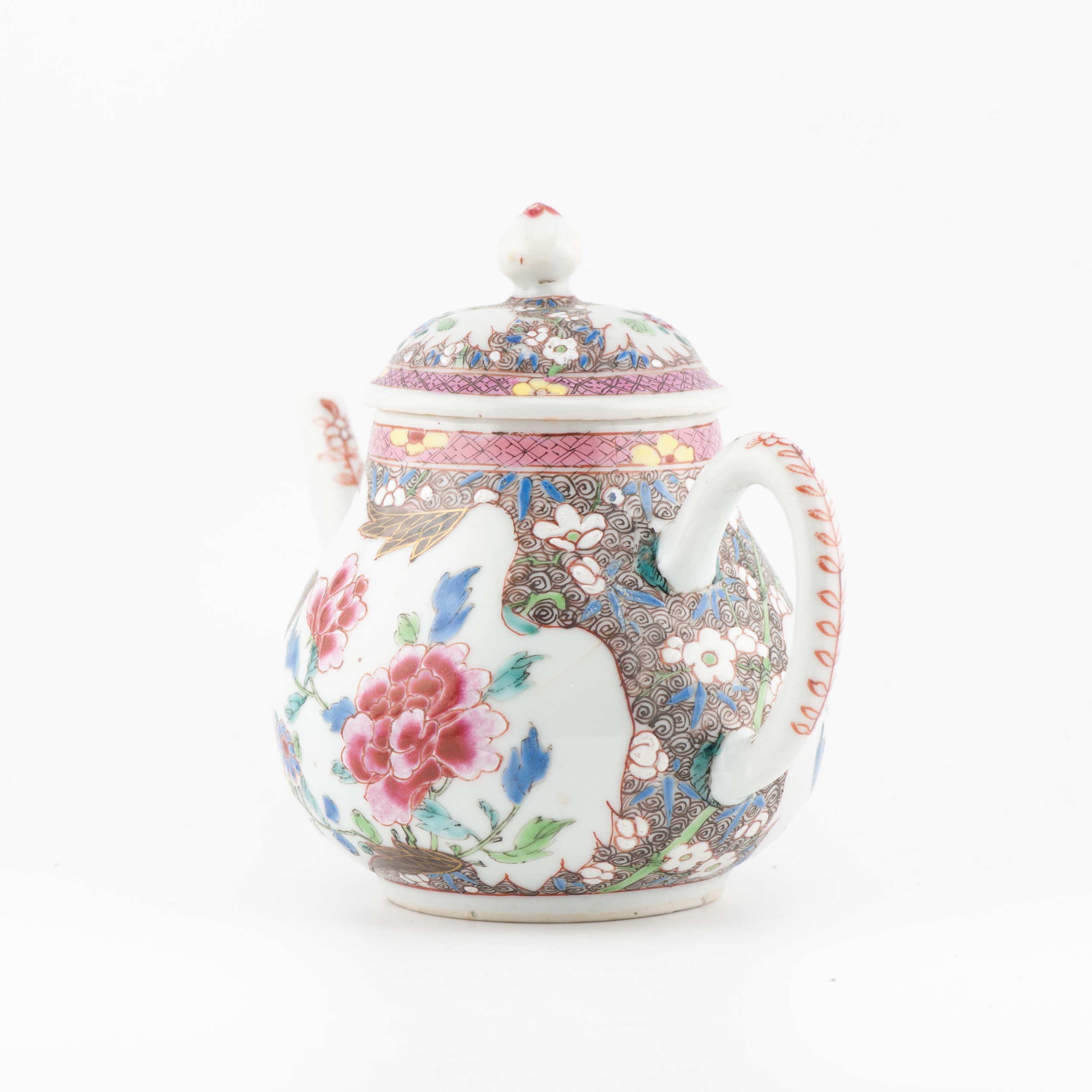 Antique Ca 1730 Chinese Porcelain Yongzheng Fencai Decorated Teapot Rose - Image 4