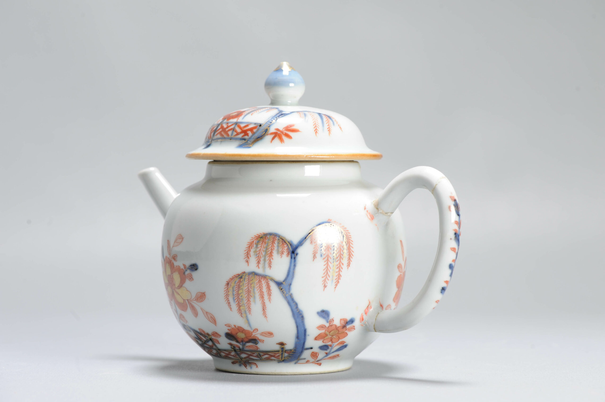 Antique Ca 1720-1740 Chinese Porcelain Kangxi-Yongzheng Imari Decorated Teapot - Image 7