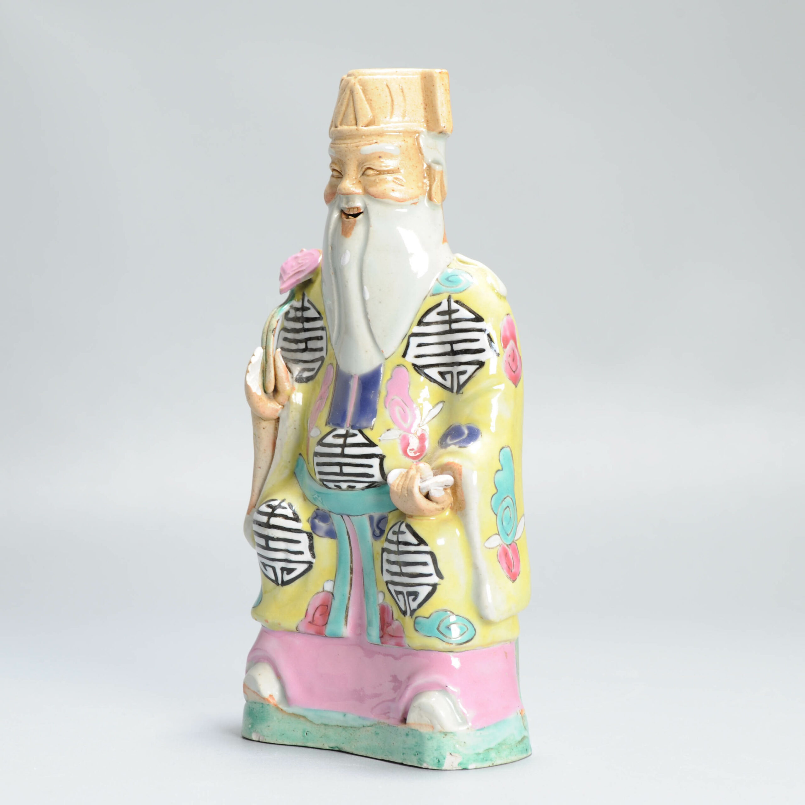 Antique Ca 1800 period Chinese Statue Porcelain Shou Loa Chinese Shou - Image 11