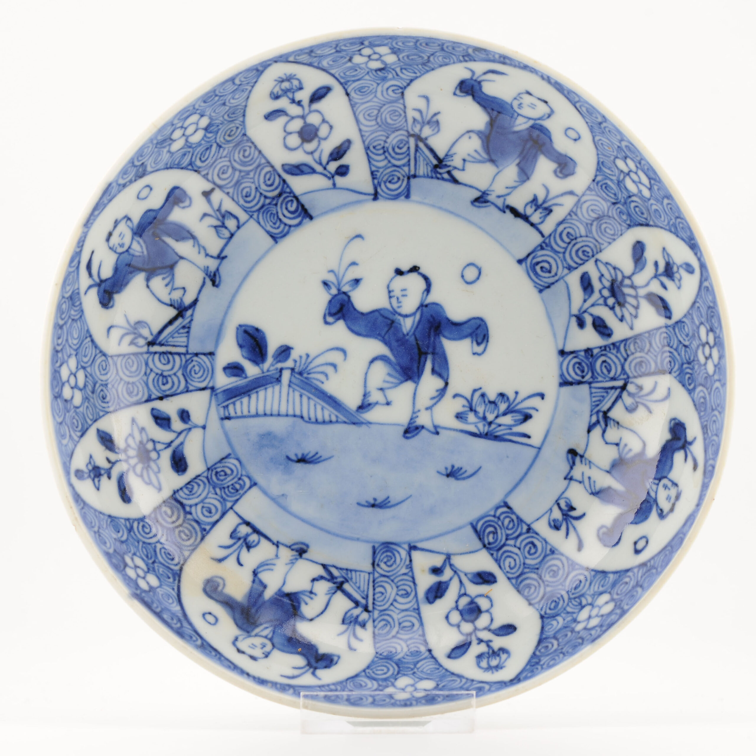 Antique Chinese Porcelain Kangxi Plate Porcelain Dish Boys Children Marked