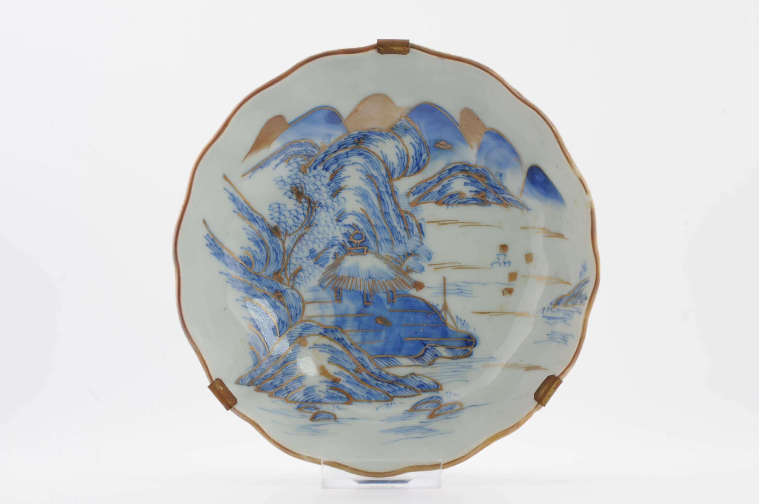 Antique Japanese Porcelain 19th c Meiji Arita Figural Polychrome dish