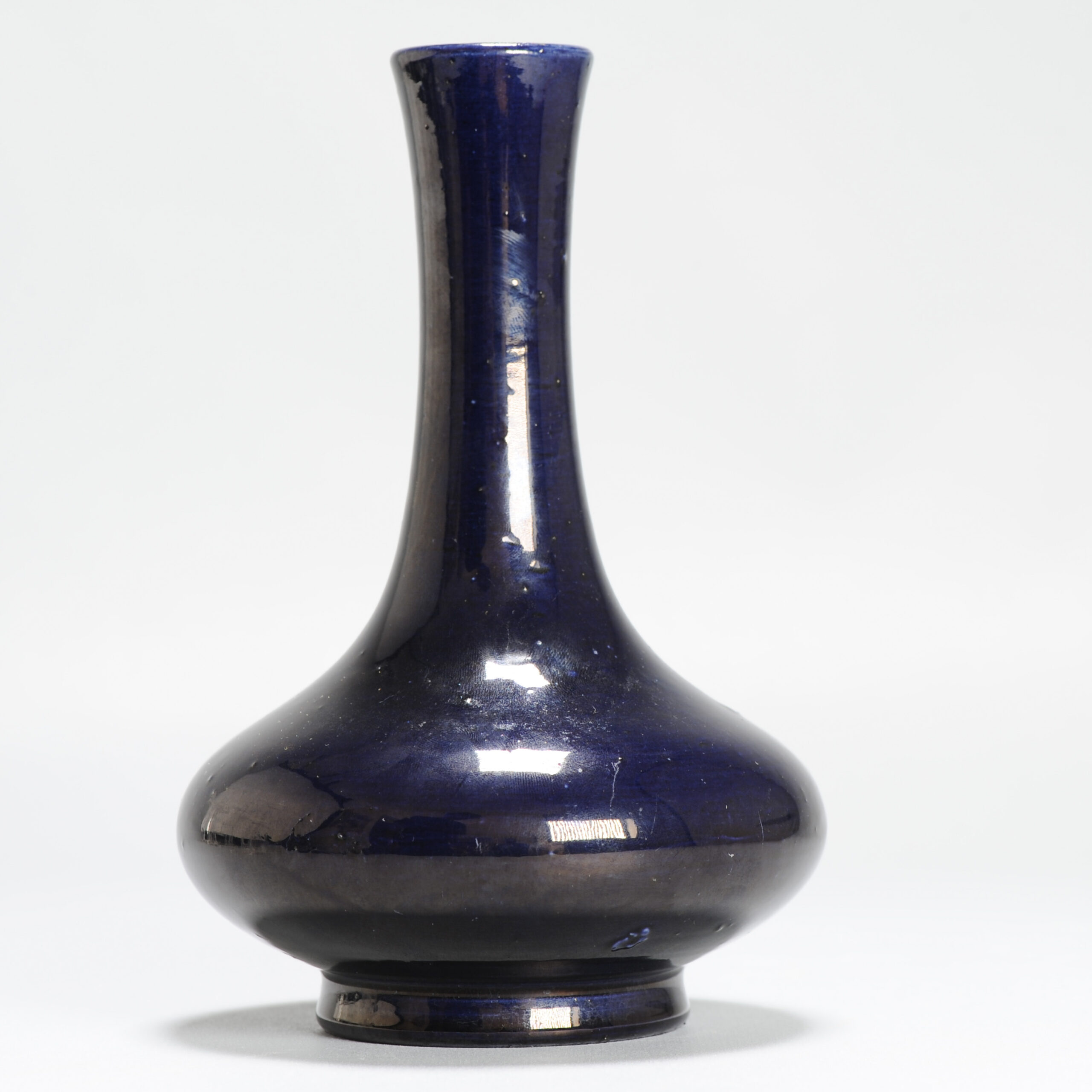 Antique 18/19C Chinese Porcelain Dark Blue Vase China Monochrome - Image 4