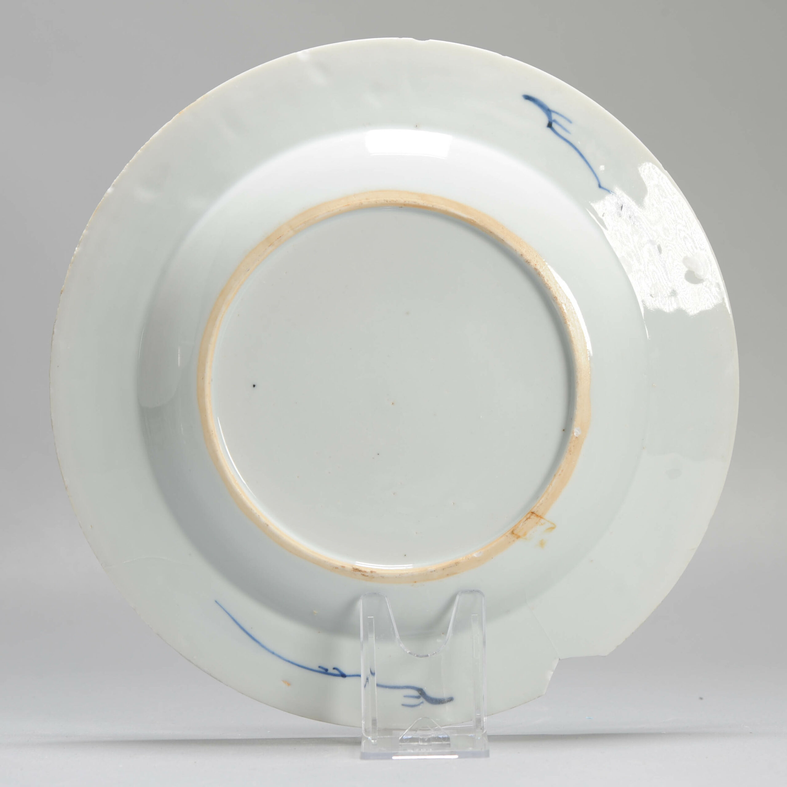18C Yongzheng/Qianlong Chinese Porcelain Plate Garden with Stones - Image 8