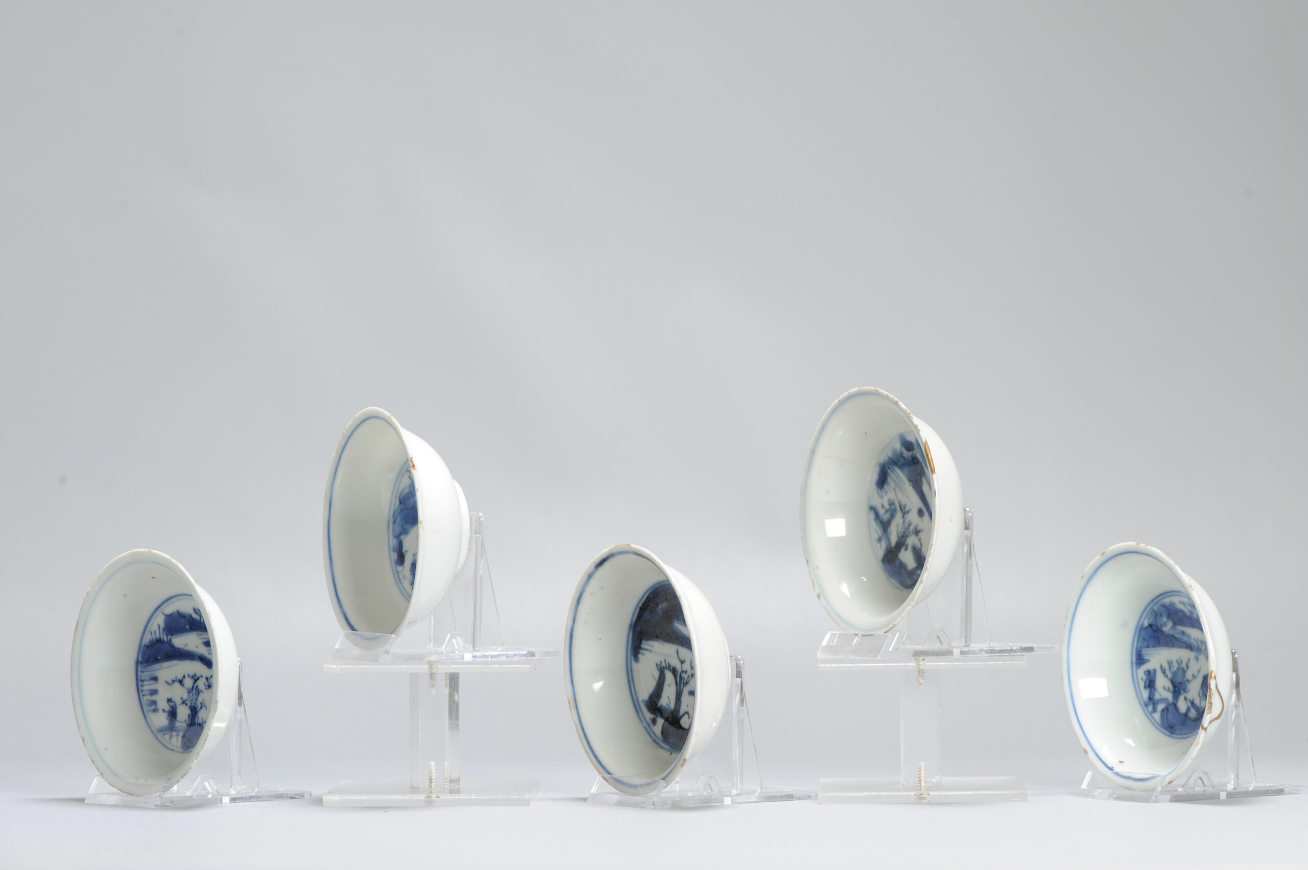 5# Kosometsuke Antique Chinese Porcelain 17c Ming serving Bowls Kintsugi - Image 5