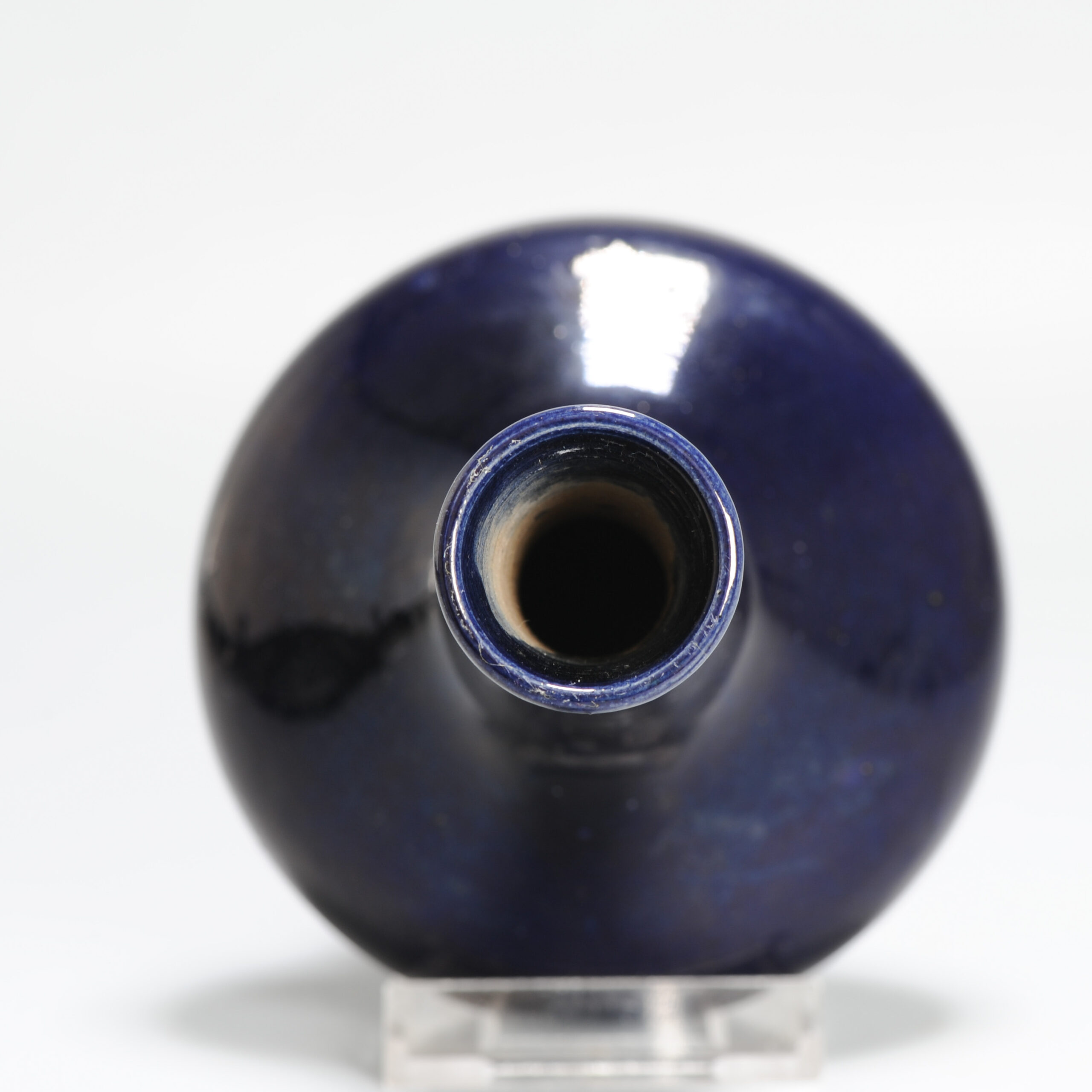 Antique 18/19C Chinese Porcelain Dark Blue Vase China Monochrome - Image 3