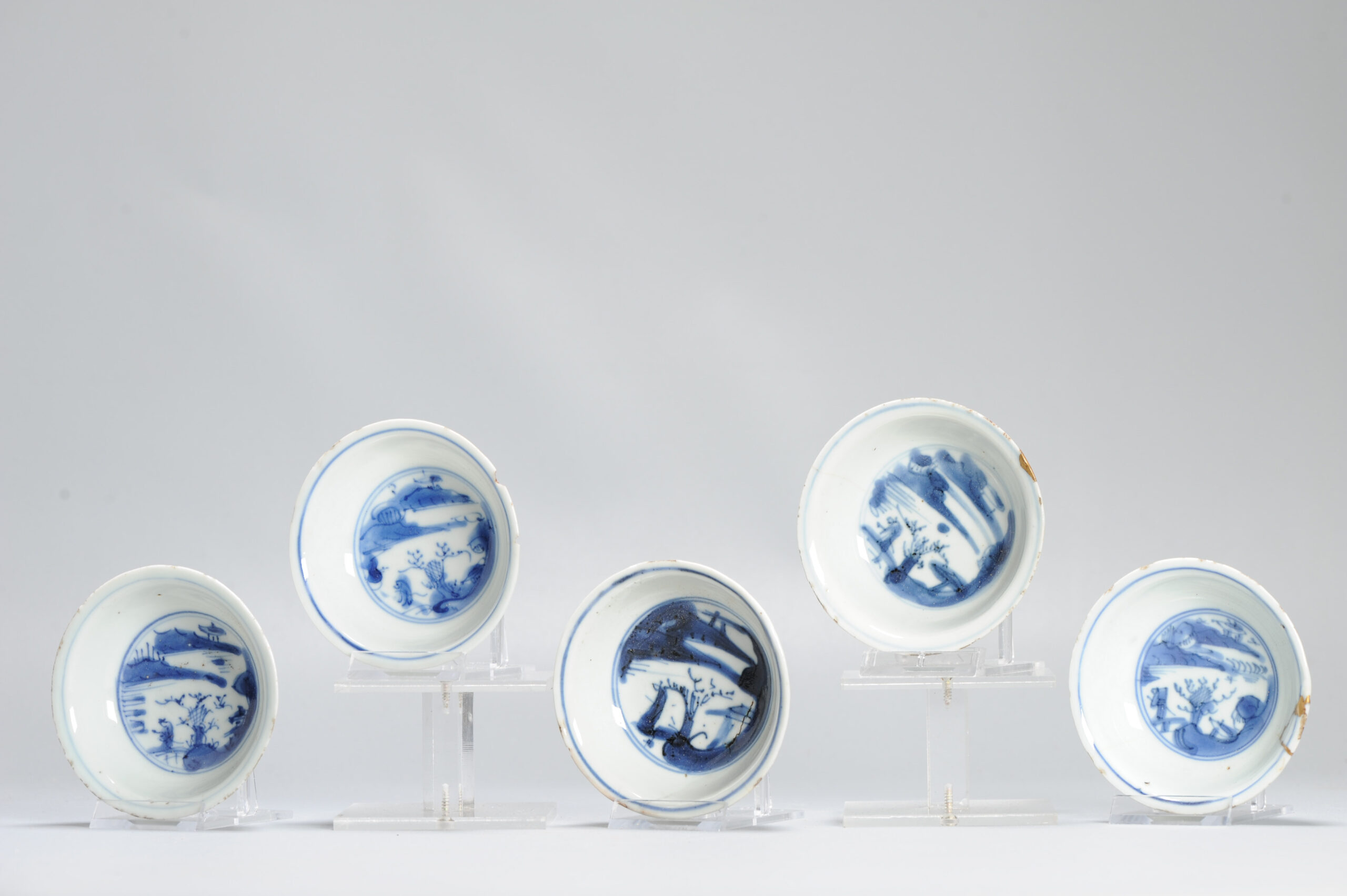 5# Kosometsuke Antique Chinese Porcelain 17c Ming serving Bowls Kintsugi - Image 4