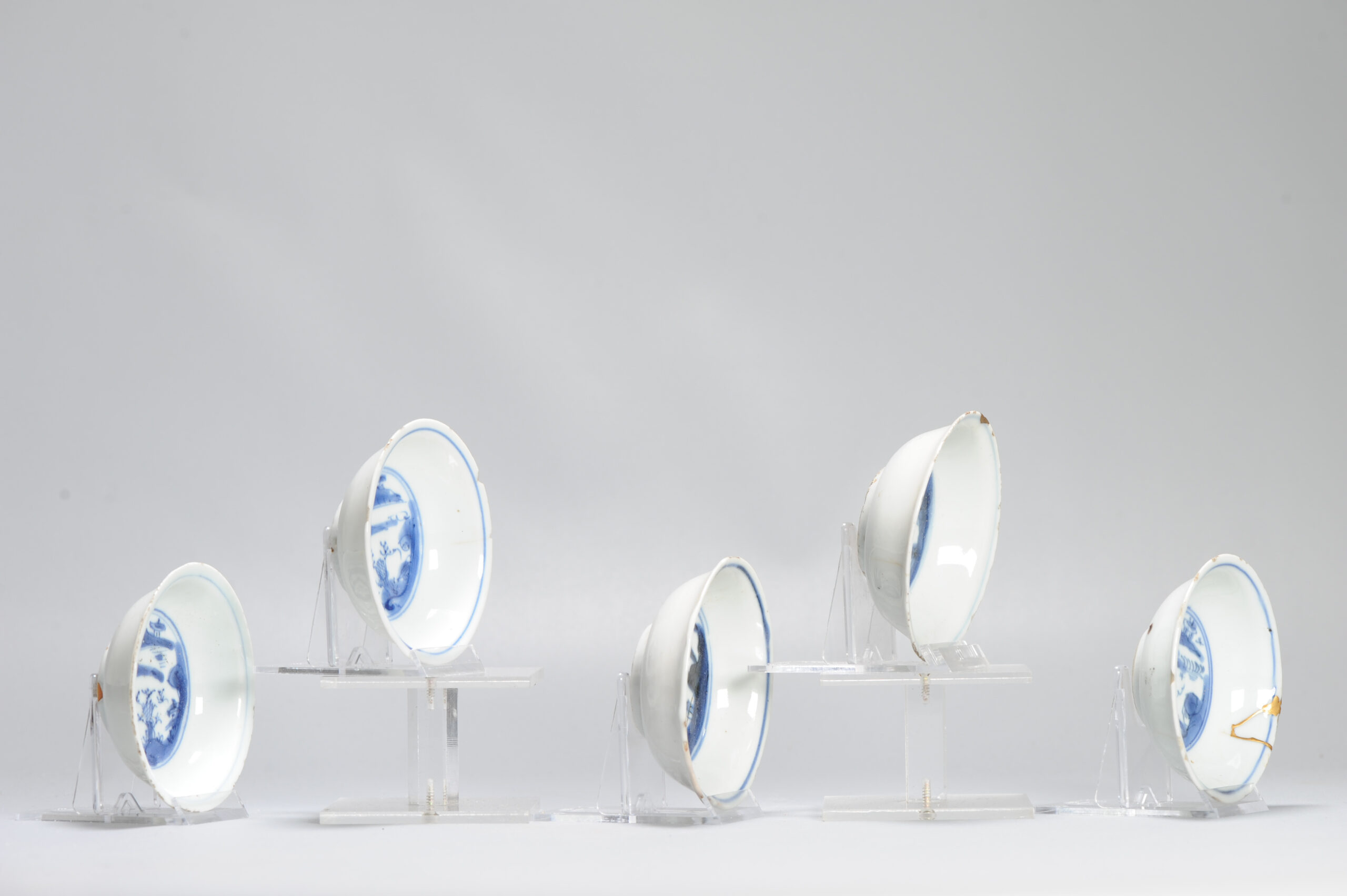 5# Kosometsuke Antique Chinese Porcelain 17c Ming serving Bowls Kintsugi - Image 13