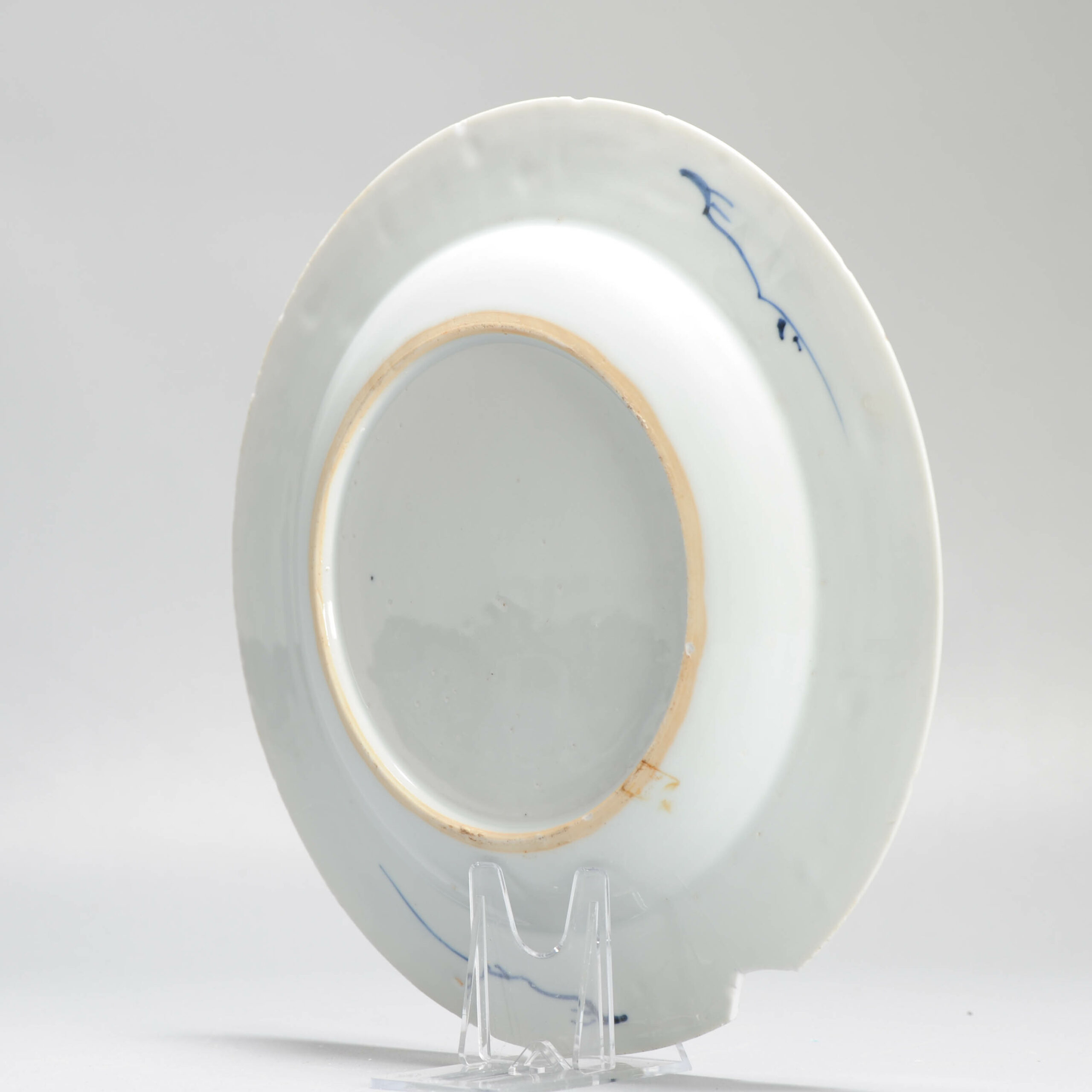 18C Yongzheng/Qianlong Chinese Porcelain Plate Garden with Stones - Image 7