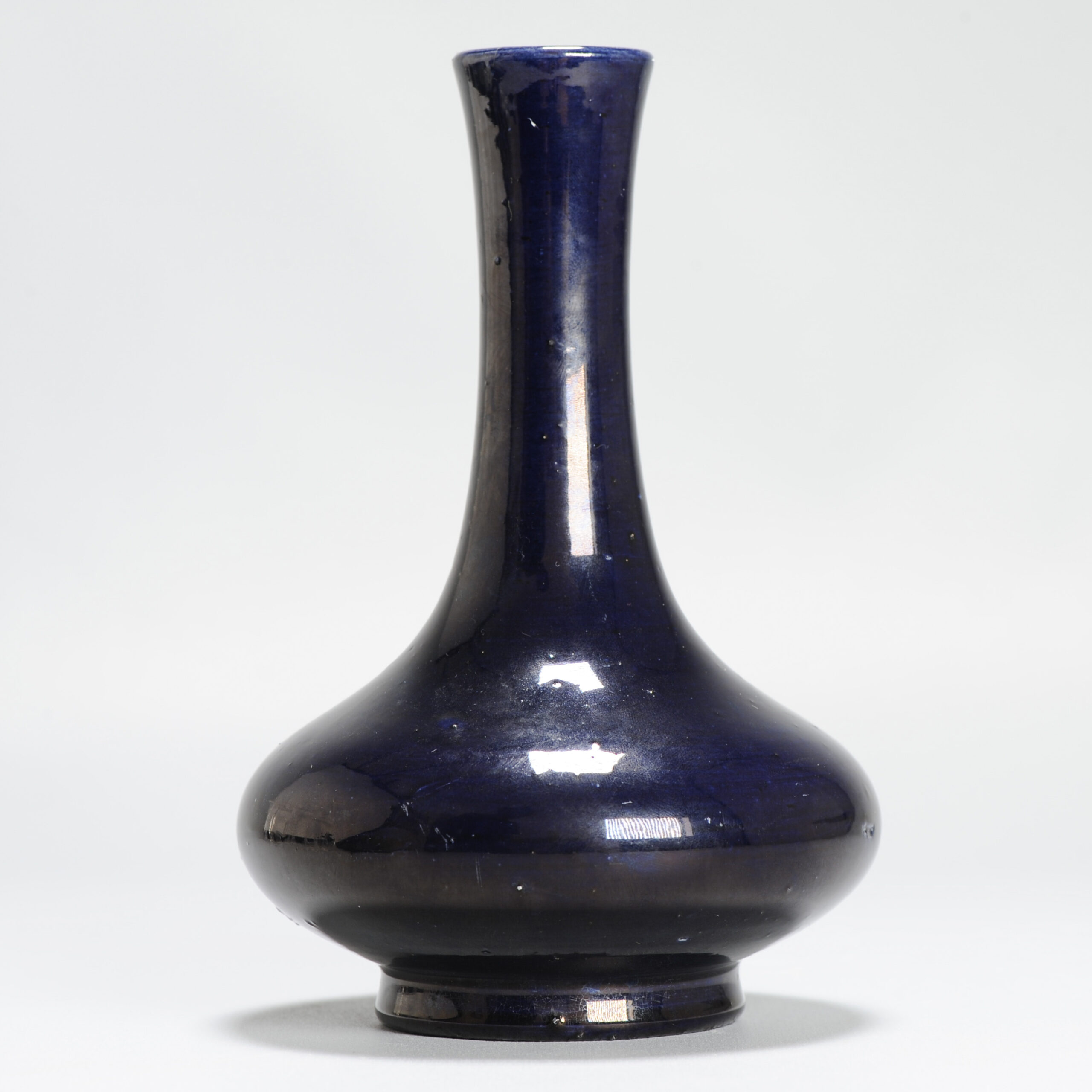 Antique 18/19C Chinese Porcelain Dark Blue Vase China Monochrome - Image 2