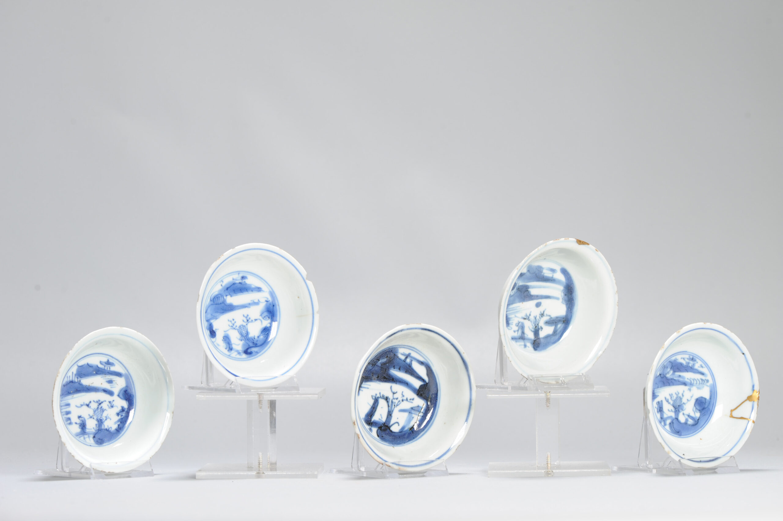 5# Kosometsuke Antique Chinese Porcelain 17c Ming serving Bowls Kintsugi - Image 14
