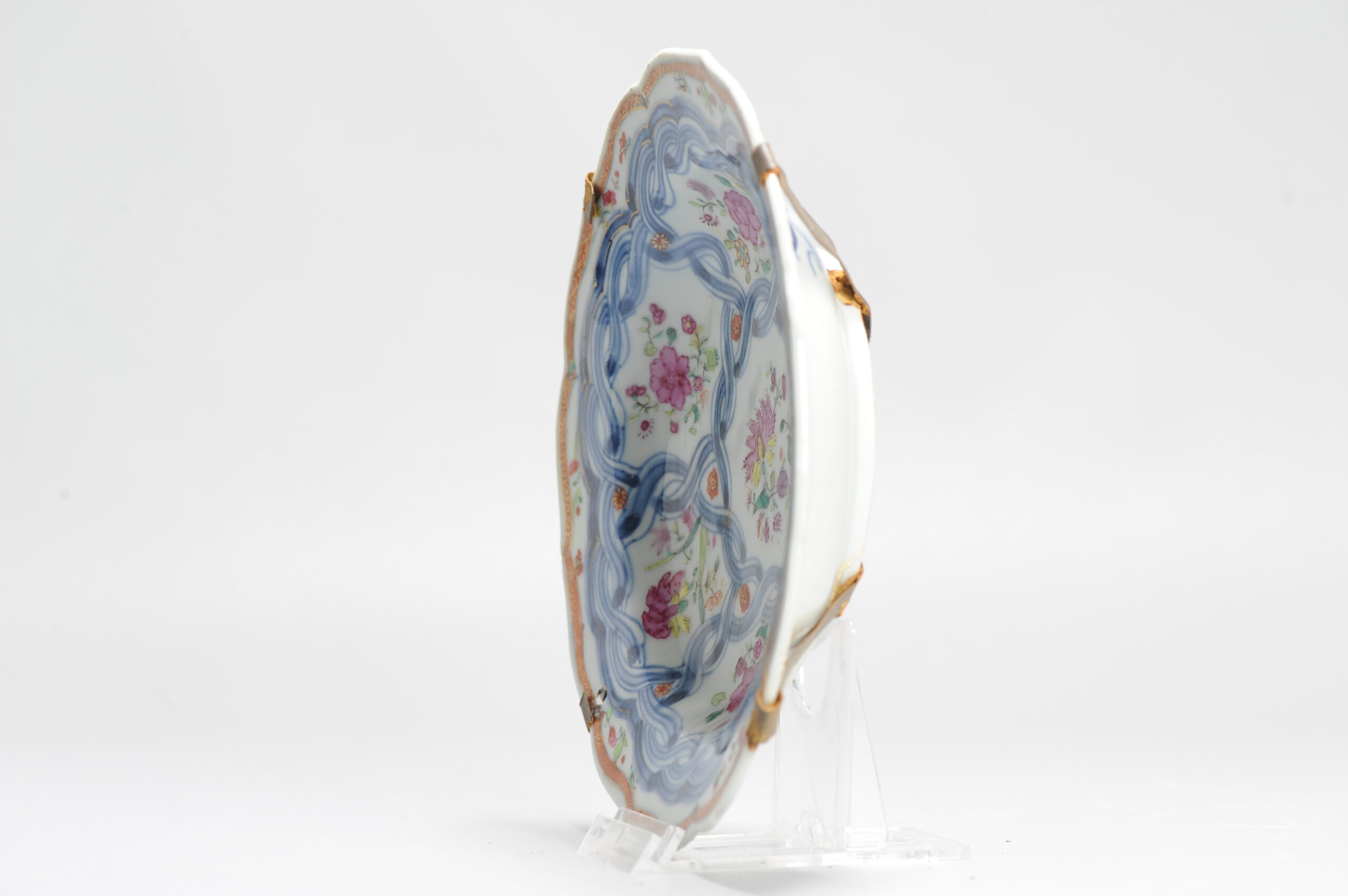 Antique 18C Chinese Porcelain Famille Rose Qianlong dish Endless Knot - Image 10