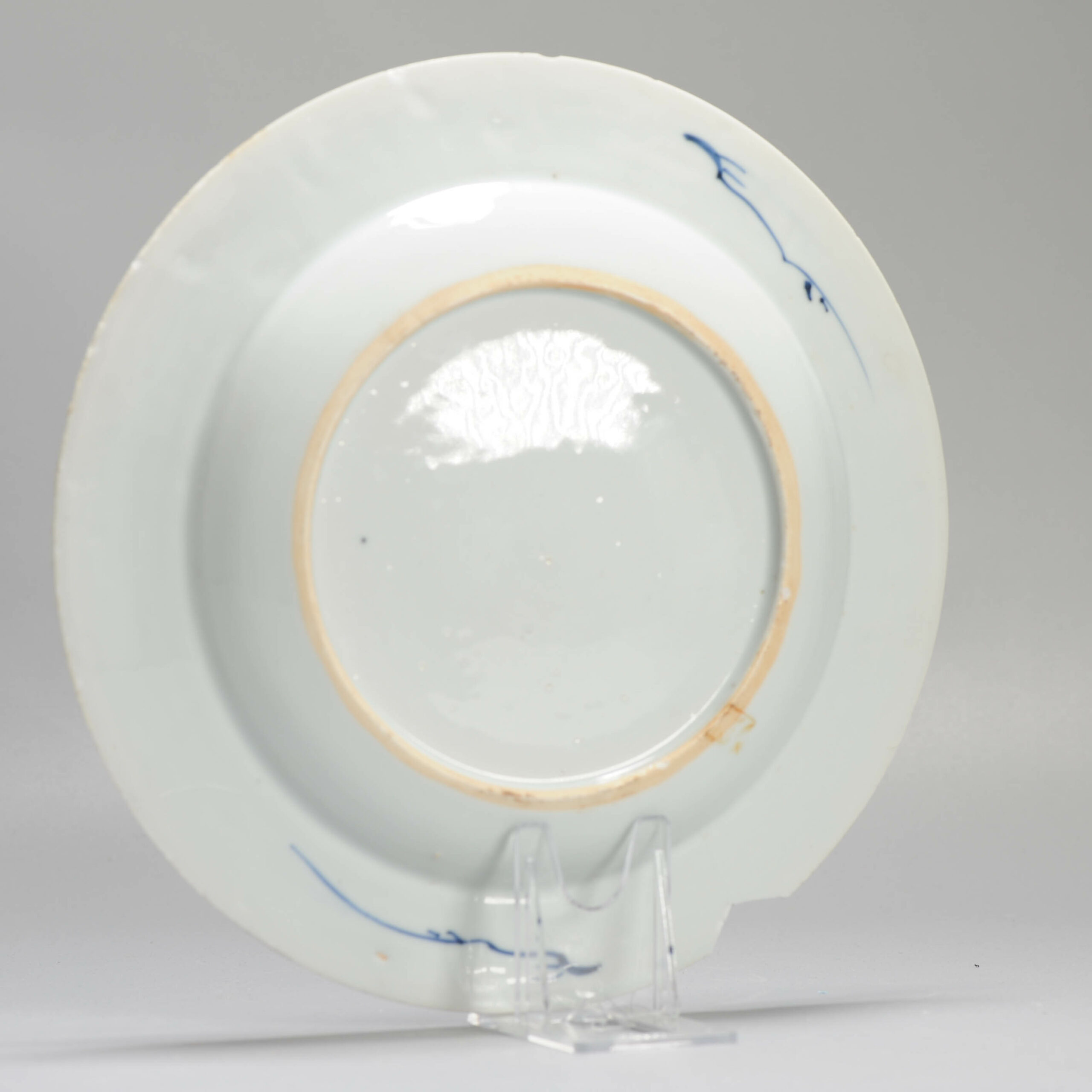 18C Yongzheng/Qianlong Chinese Porcelain Plate Garden with Stones - Image 9